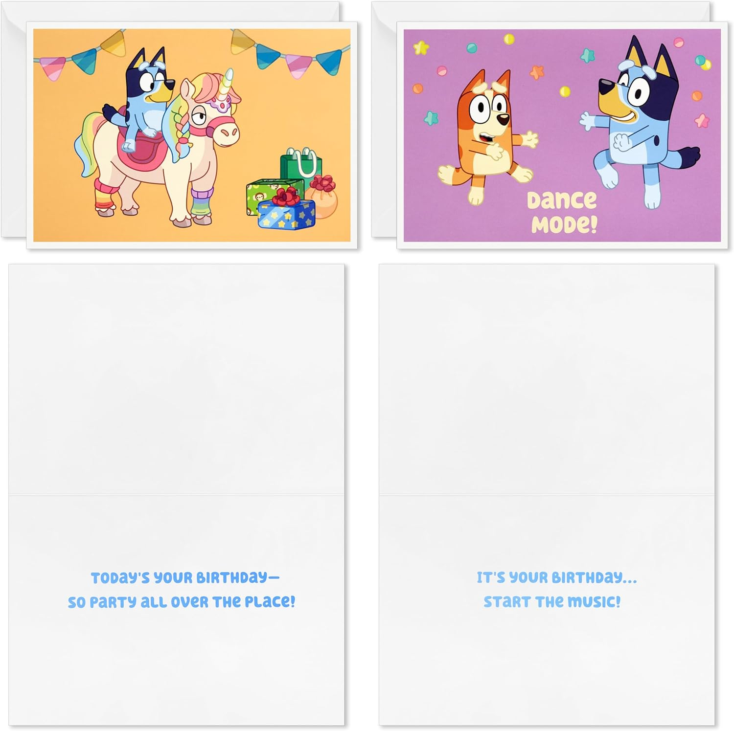 Hallmark Bluey Kids Birthday Card Assortment (16 Cards with Envelopes) Unicorn, Dance Mode, Hooray image number 3