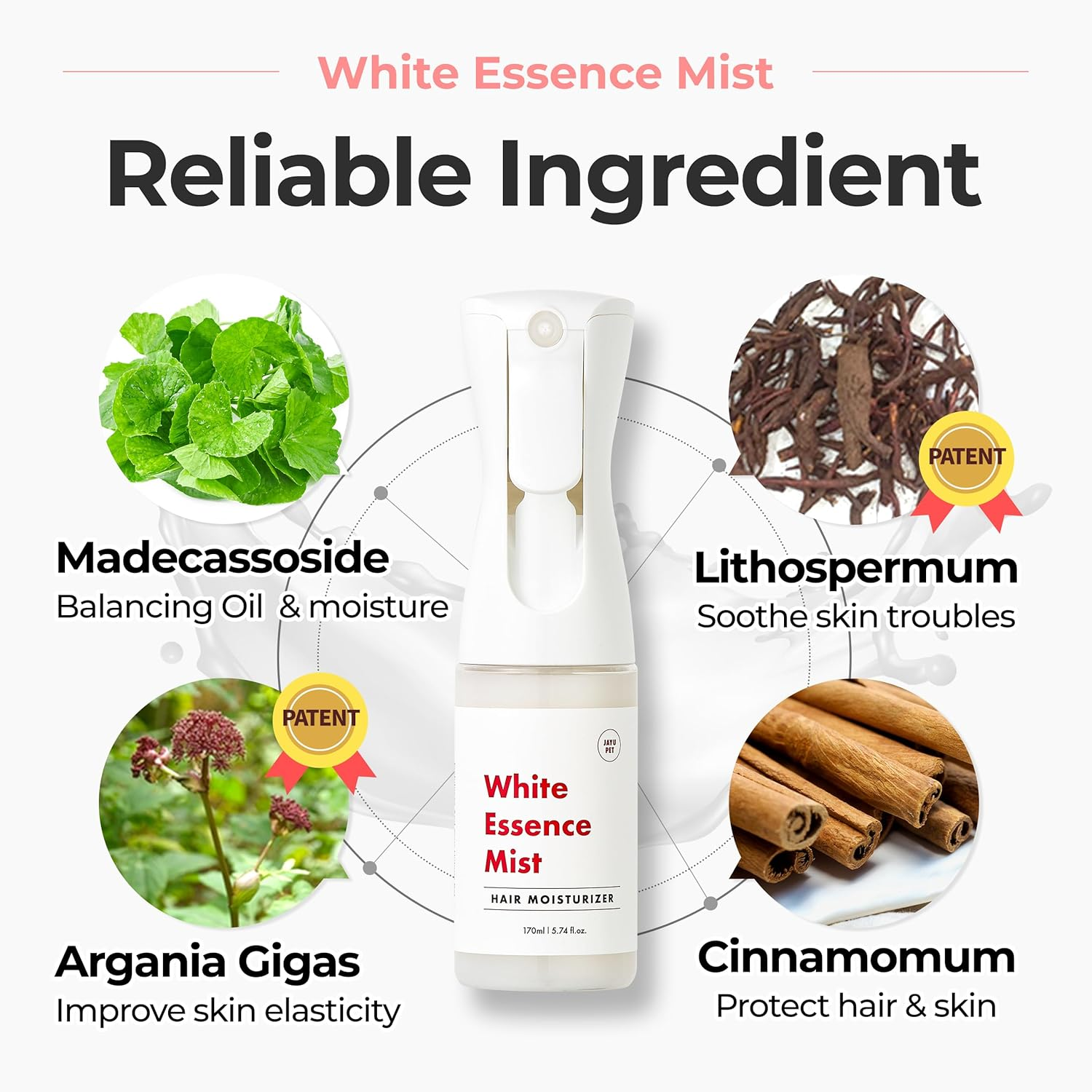 JAYU PET White Essence Mist - Dog Itch Relief, Hypoallergenic Soothing Spray, Dandruff & Dry Skin Spray (170Ml, 5.8Fl Oz) image number 5