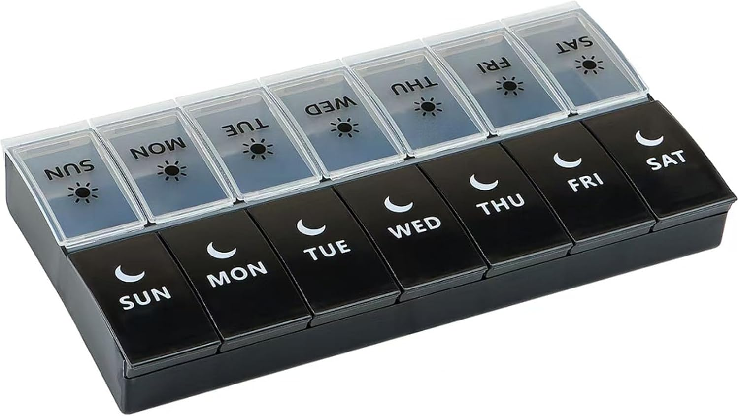 7-Day Pill Organizer with AM/PM Reminders | 14 Compartments Bpa-Free Weekly Pill Case for Fish Oil, Vitamins & Supplements | Leakproof, Travel-Size Medication Box (Dustproof & Drop-Resistant)