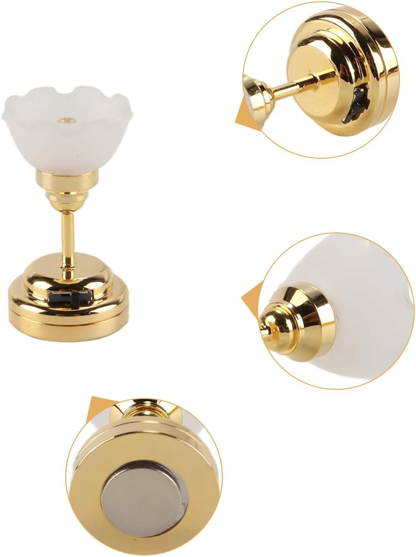 Enwye Dollhouse Chandelier 1:12 Scale Flower Shaped Dollhouse Lights Metal Lighting Battery Operated Chandelier for Settings