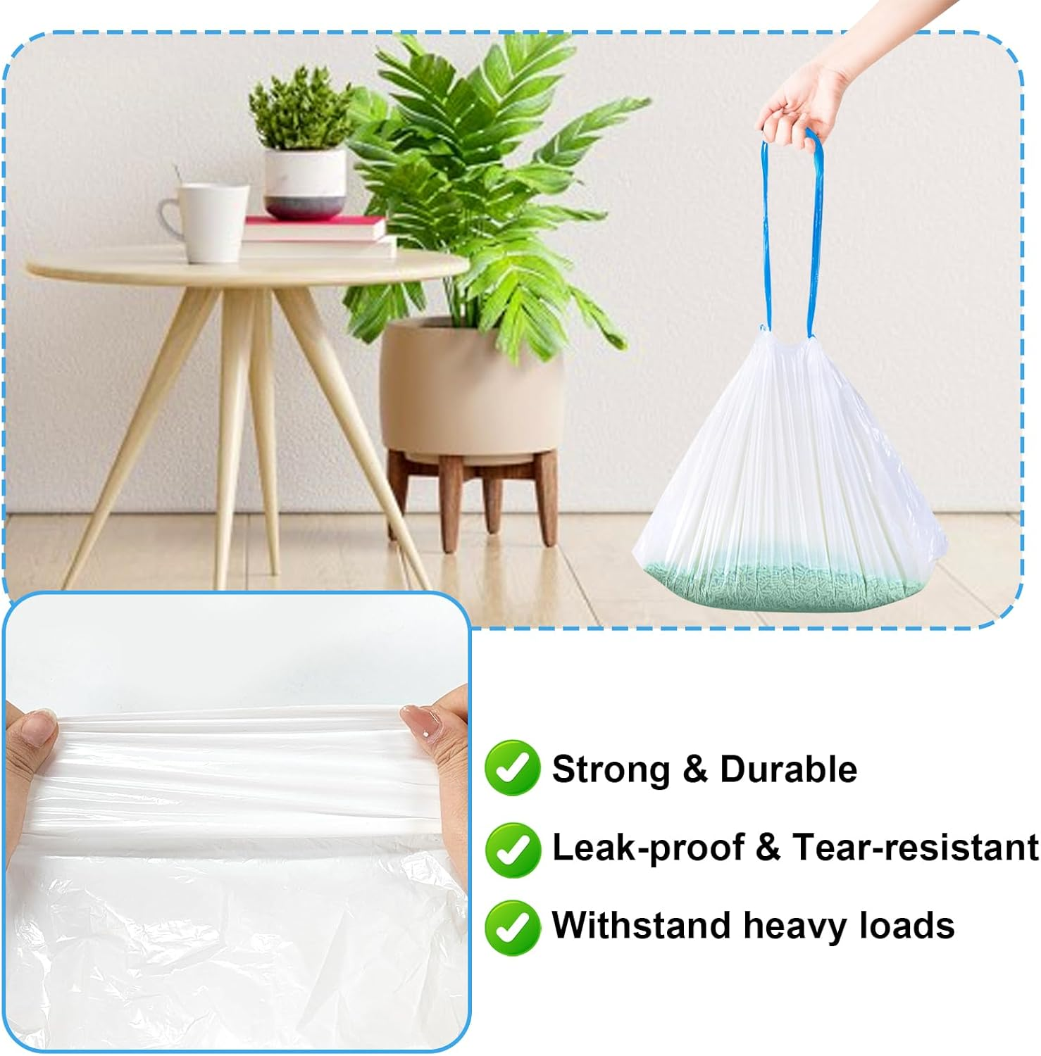 120Pcs PURA X/MAX Self-Cleaning Litter Box Liner Bags,Waste Bags for Purax Puramax,Drawstring Heavy Duty Cat Litter Waste Receptacles Bags image number 4