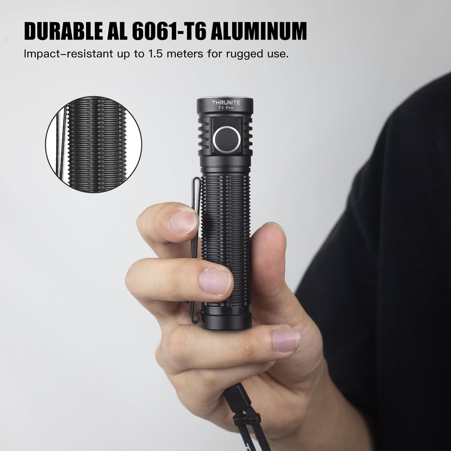 Thrunite T1 Pro Rechargeable Flashlight - Aluminum & EDC Torch - 1920 Lumens & 196 Meters Throw - Super Bright & 61 Days Working - Pocket Light for Emergency, Camping & Outdoor Adventures - Cool White image number 2