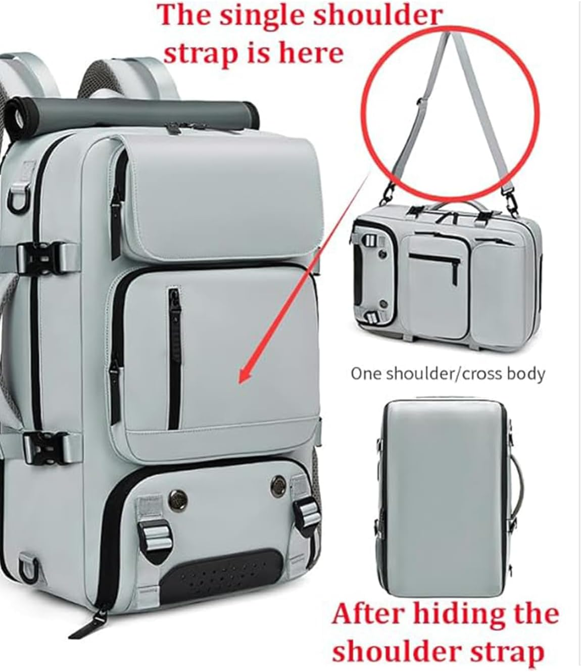 Betterlife Men'S Travel Backpack, Gray, Waterproof, with Shoe Pocket, USB Charging Port, Stylish Travel Large Capacity Backpack, Waterproof Laptop Bag image number 5