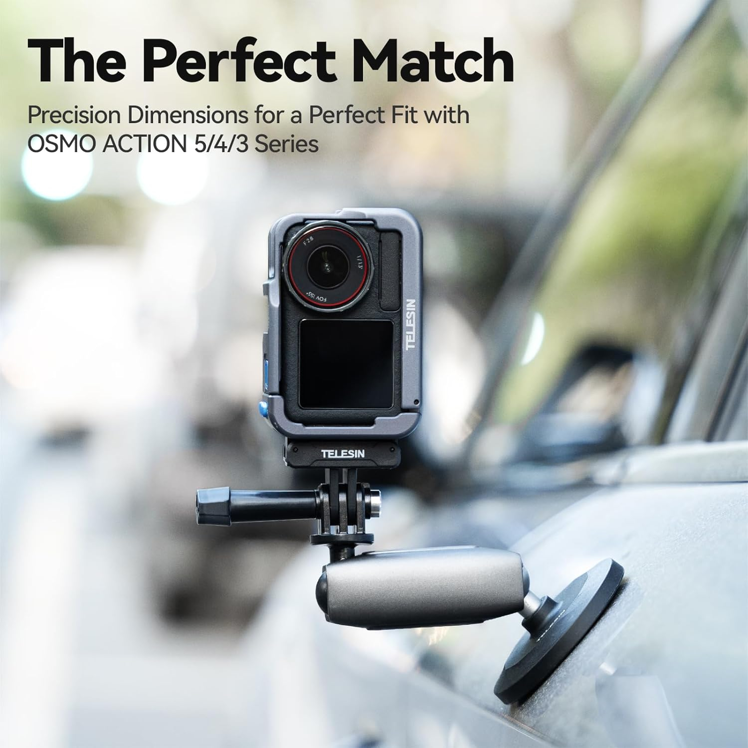 TELESIN Ultra-Light Aluminum Camera Cage Compatible with DJI Action 5 Pro Action 4 Action 3, Fits with ND CPL Lens Filter On, Protective Camera Frame with 1/4 Cold Shoe, for Video Light Microphone