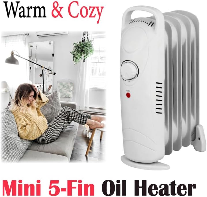 LEDON 700W Mini Oil-Filled Radiator Heater &ndash; Compact 5-Fin Plug-In Electric Heater for Home, Office & Bedroom | Quiet Energy-Efficient 240V Space Warmer | Portable Personal Heating Solution