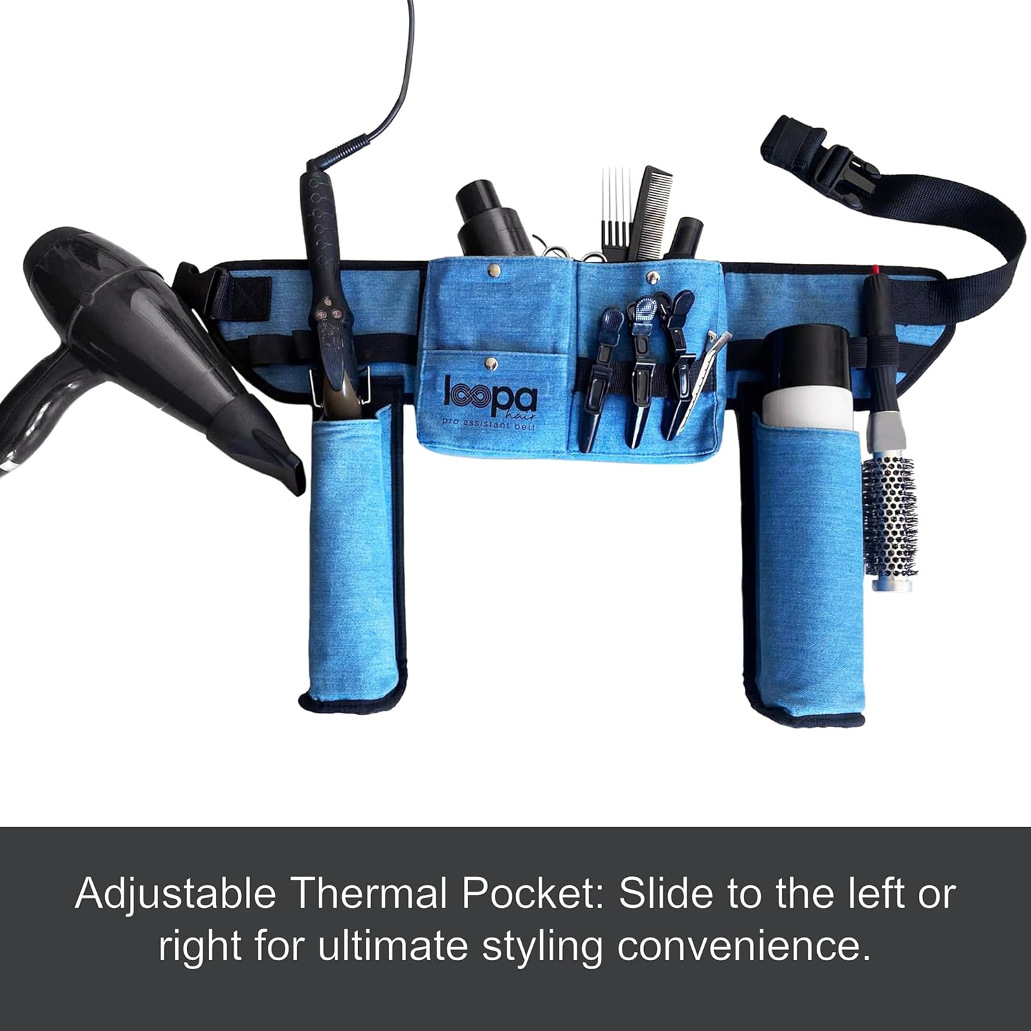 Mobile Hair Stylist & Hairdresser Tool Belt: Organized Storage & Quick Access with Thermal Pocket for Curling Irons, Hair Dryers, & Hairspray &ndash; Perfect for On-The-Go Stylists image number 5