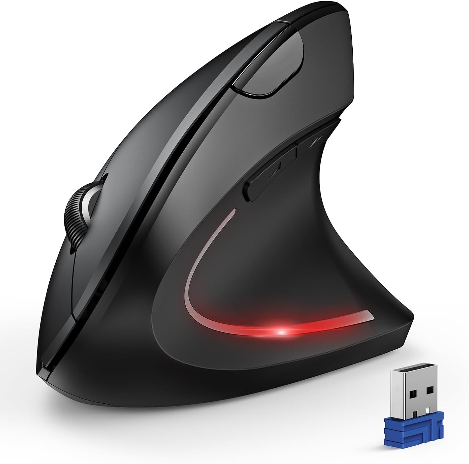 TECKNET Ergonomic Mouse, Wireless Bluetooth Vertical Mouse, 4800 DPI Optical Tracking, 6 Adjustable DPI, Quiet Clicks, 2.4Ghz with USB a Receiver, 6 Buttons, Wide Compatibility image number 2