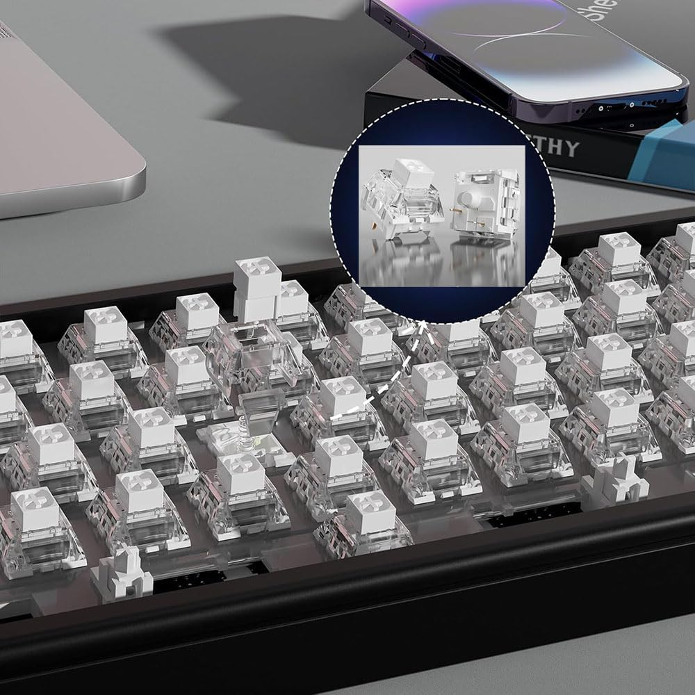 30Pcs Kailh Box White Clicky Mechanical Keyboard Switches, 45Gf Pre Lubed Tactile Switches, Dustproof and Waterproof, 3 Pin RGB SMD, Smooth and Durable White Switches for Custom Keyboards image number 6