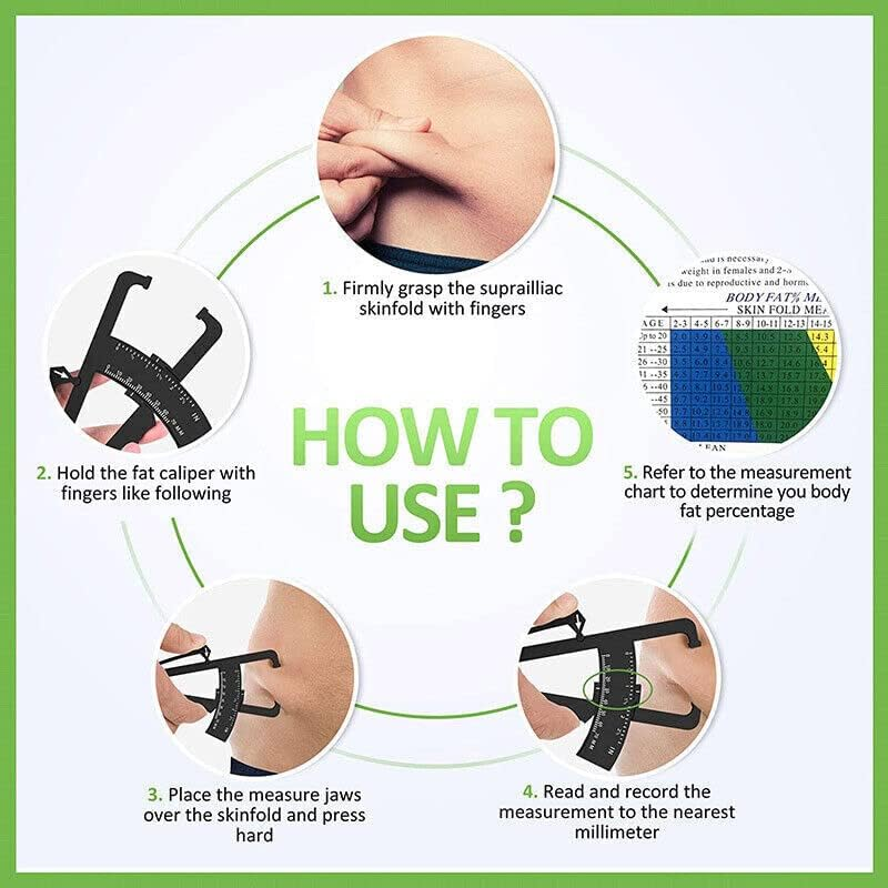 Body Fat Measurement Testing Caliper Skinfold Skin Fold Gym Weight Loss Test, ABS Material, 0-70Mm Range, 6.5X4.3X0.2 In, Ideal for Gym and Weight Loss Monitoring - Black image number 2