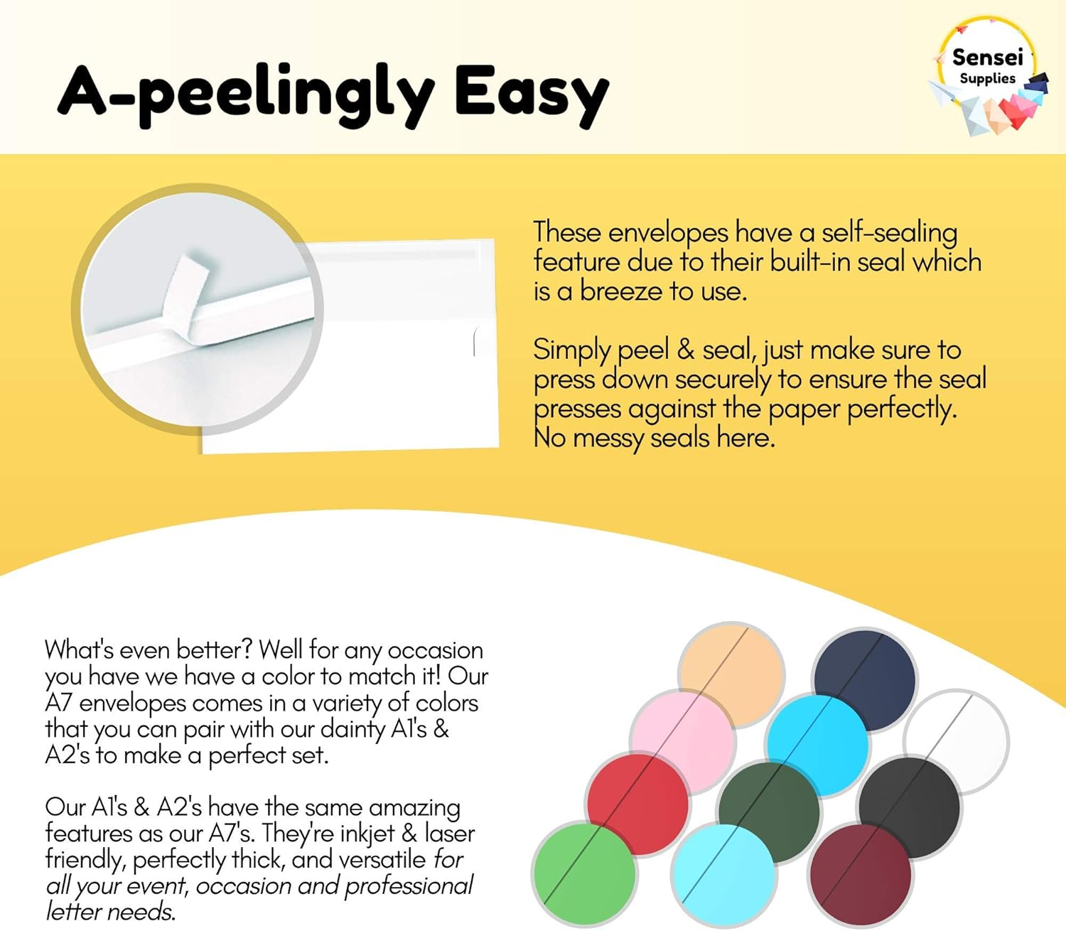 110 5X7 White Invitation Envelopes - for 5X7 Cards - A7 - (5 &frac14; X 7 &frac14; Inches) - Perfect for Weddings, Graduation, Baby Shower - 120 GSM - Peel, Press & Self Seal - Square Flap image number 1