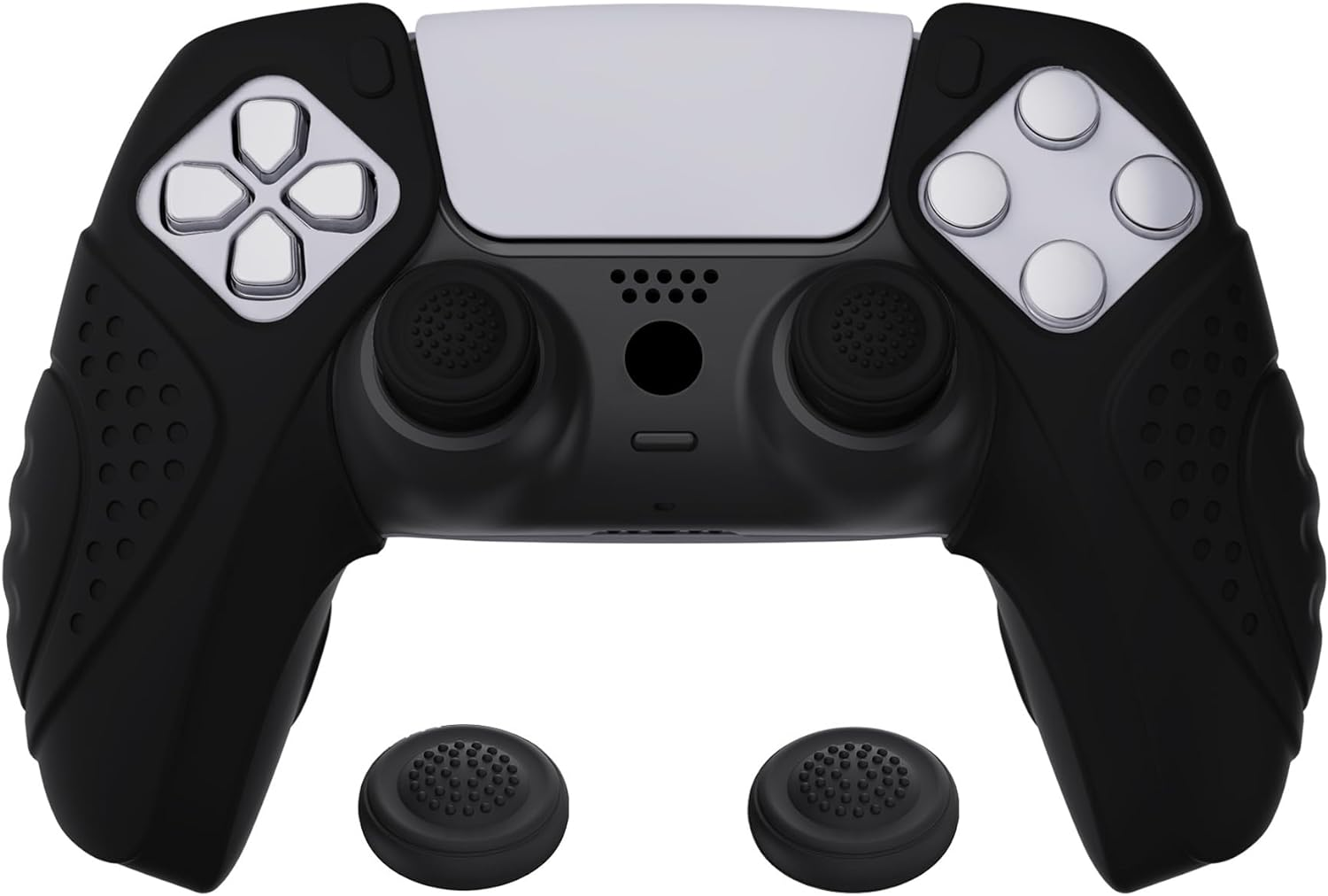 Playvital Guardian Edition Clear White Ergonomic Soft Controller Silicone Case Grips for Ps5, Rubber Protector Skins with Thumbstick Caps for Ps5 Controller &ndash; Compatible with Charging Station