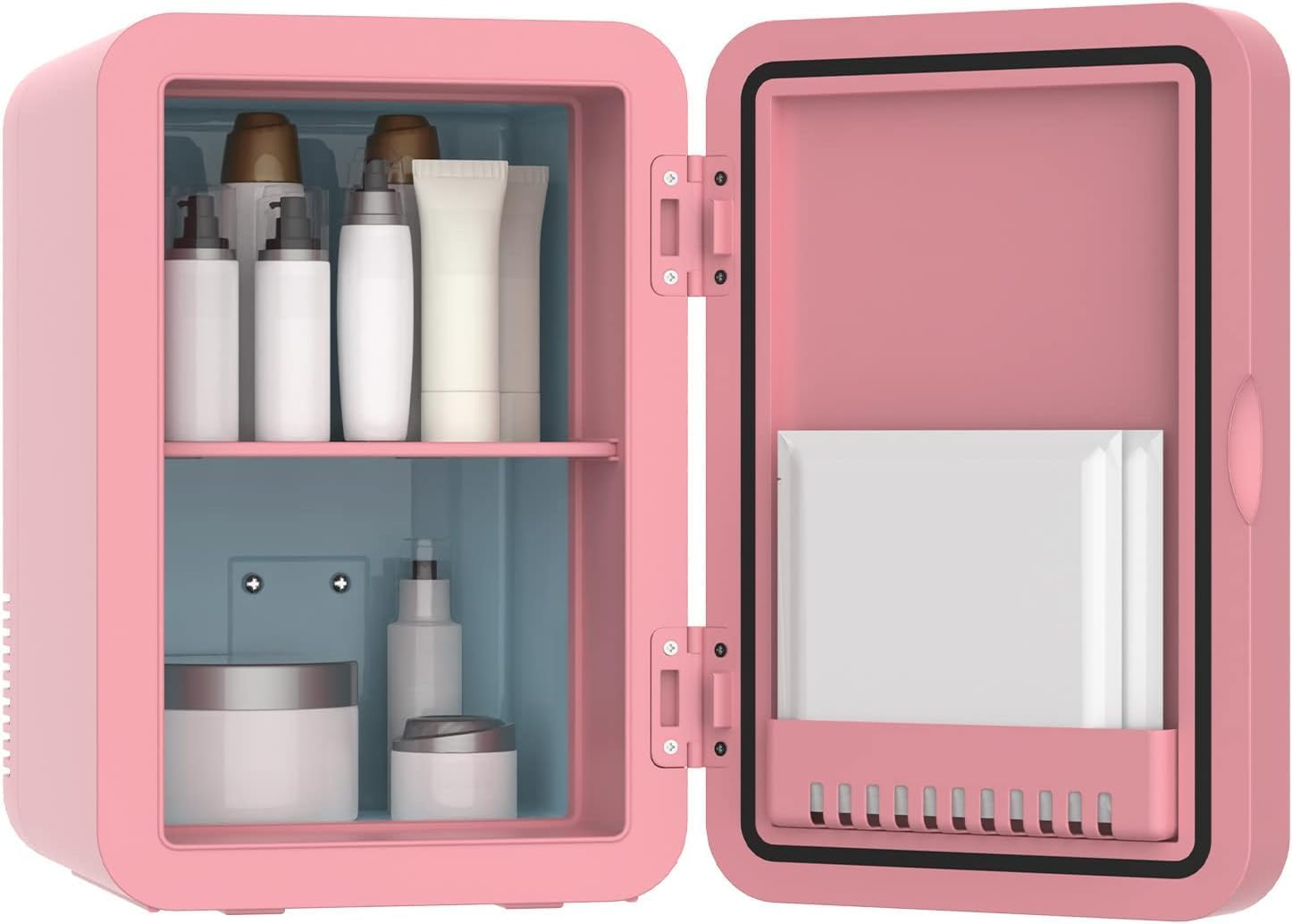 Skincare Fridge 15 Liter, Mini Fridge for Comestic Storage, Professional Beauty Fridge for Skin Care, Pink