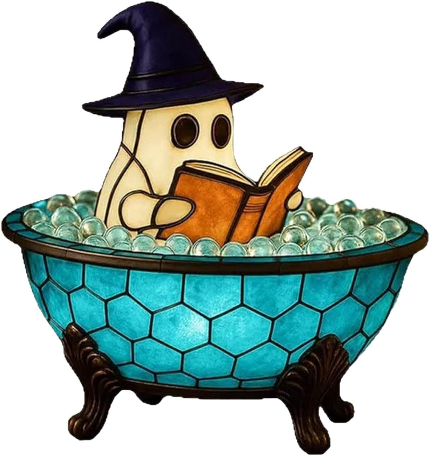 Halloween Ghost Night Light,Ghost Reading Book LED Lamp, Light up Halloween Table Decorations,Indoor Centerpieces Decorations for Table, Shelf, Fireplace(Battery Type 1Pc)