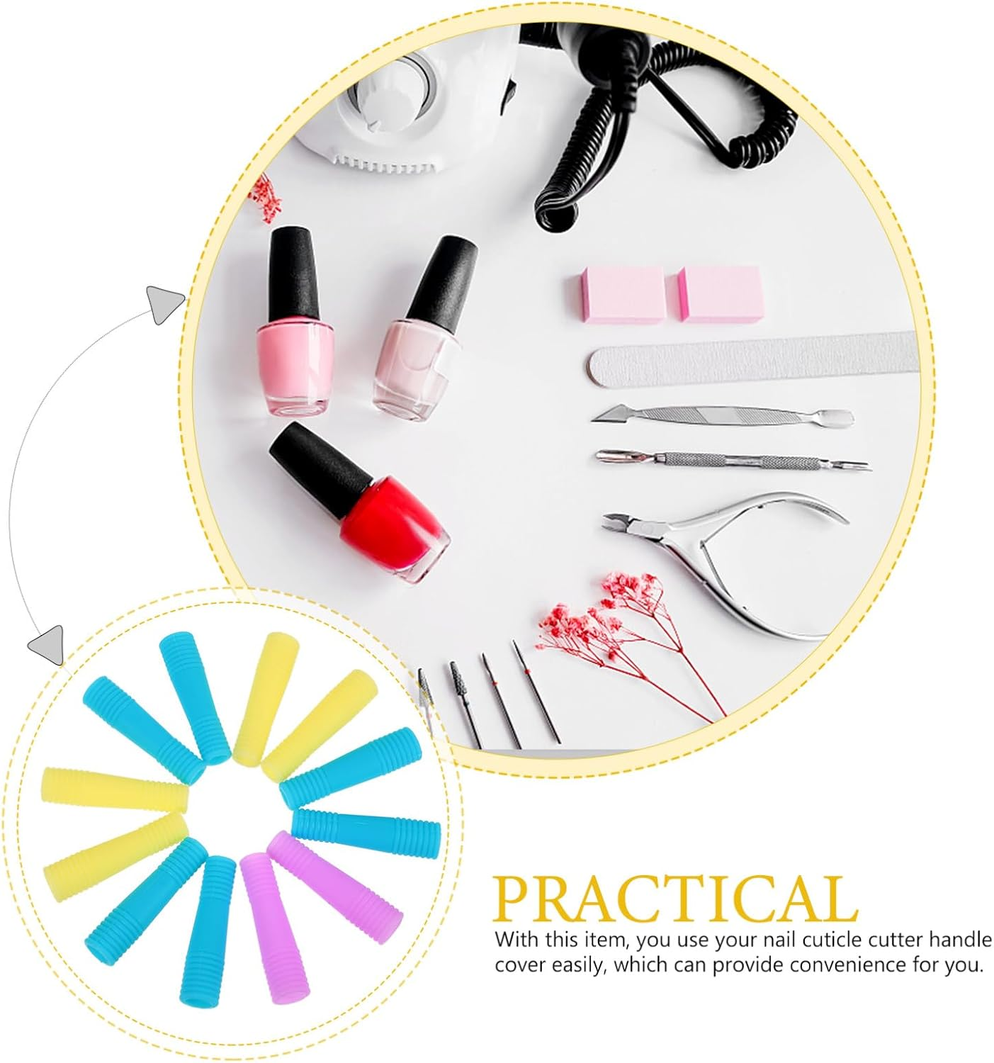 Healeved Nail Scissor Handle Covers Cuticle Cutter Handle Cover Silicone Material for Easy Handling Random Color image number 2