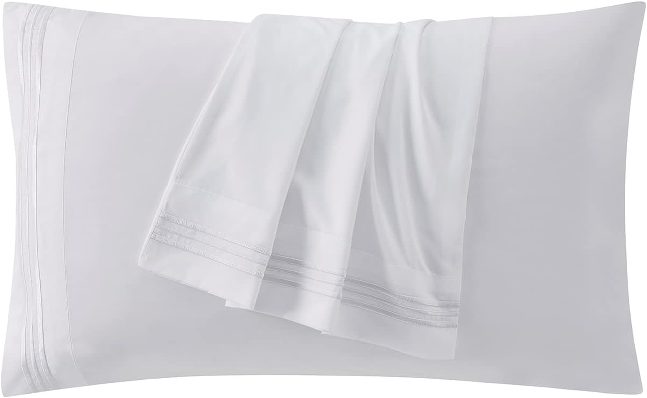 Clara Clark Premier 1800 Collection 4Pc Bed Sheet Set - Full (Double) Size, White,