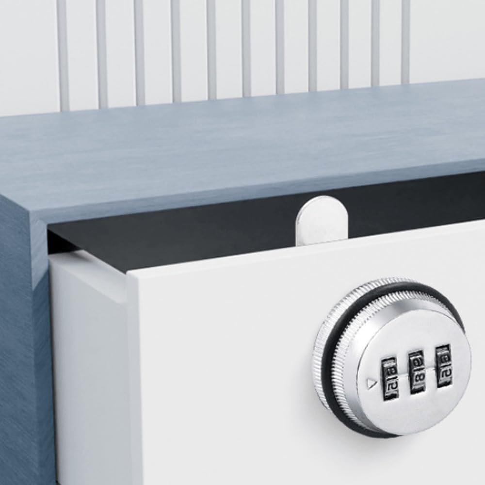 Drawer Combination Cam Lock Password Coded Lock, 3-Digit Security Cabinet Cam Lock for Office Home Mailbox Door Storage Cabinet, 3/4 Inch Cylinder Chrome Finish, Silver image number 6