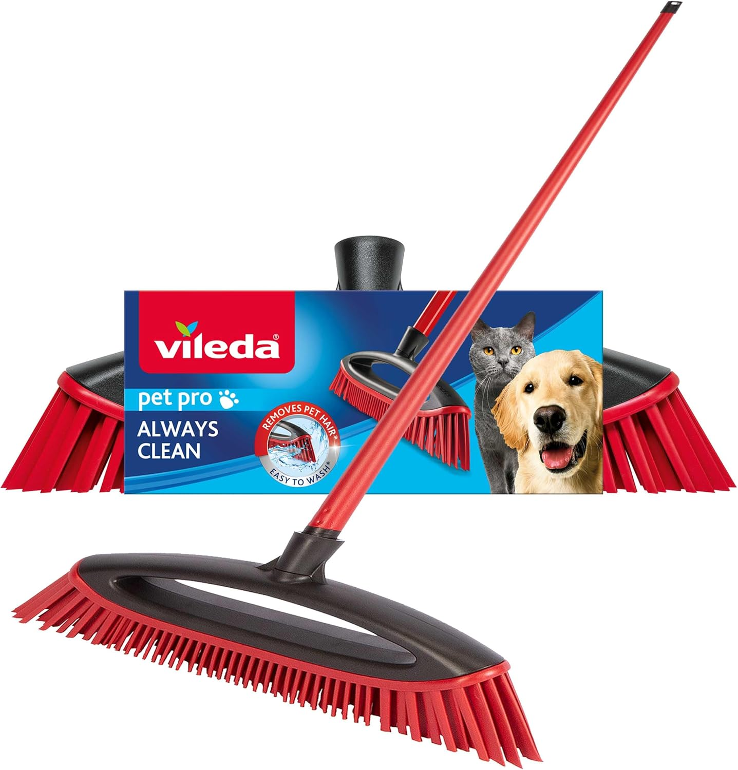 Vileda Always Clean Pet Pro Brush Set, Red, Medium
