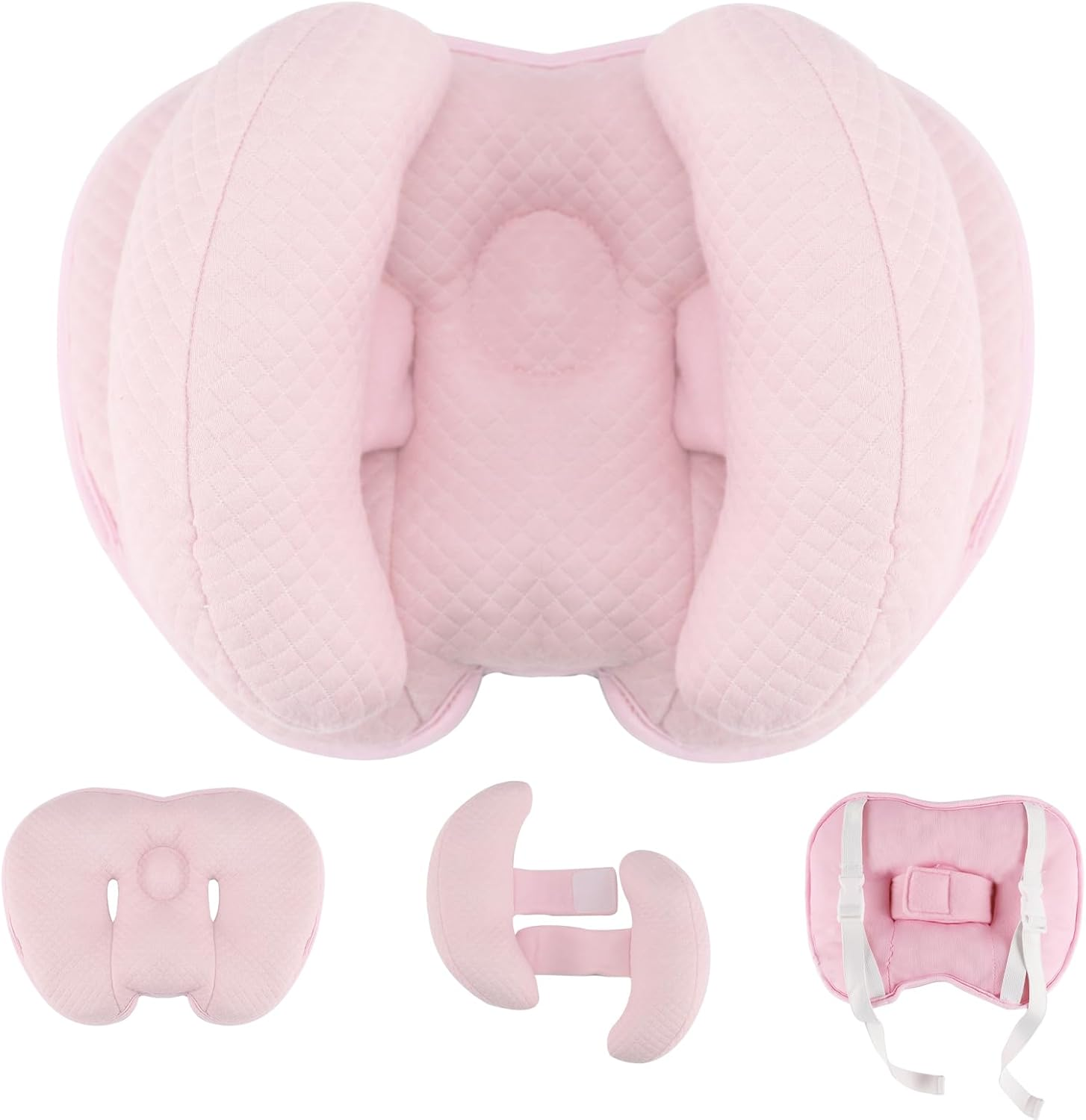 Upgraded 2 in 1 Baby Travel Pillow, Adjustable Banana Shape Baby Neck Head Support Piloow Stroller Insert Cushion for Kids, Toddler, Grey