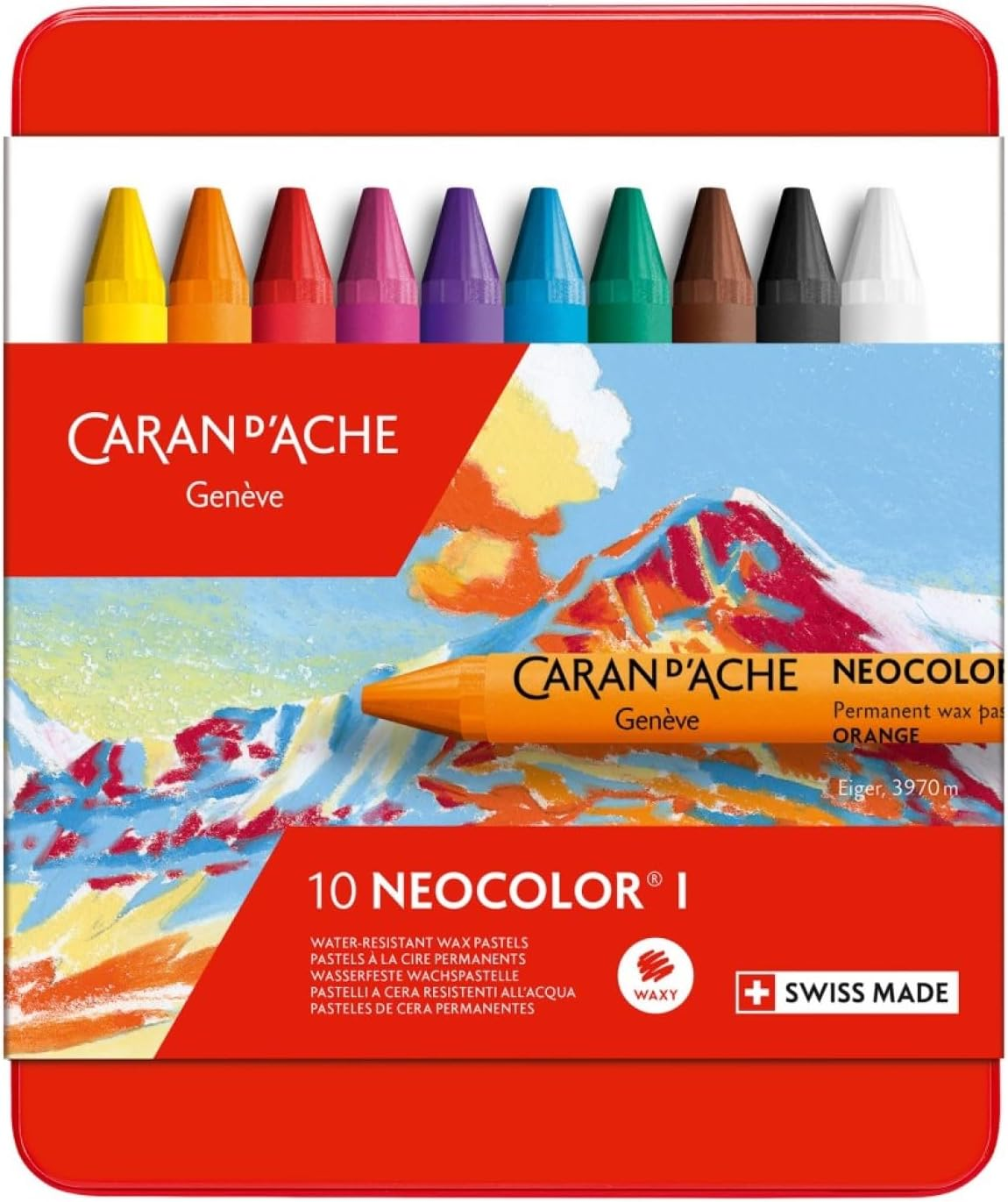 Neocolor I Water-Resistant Wax Pastels, 10 Colors
