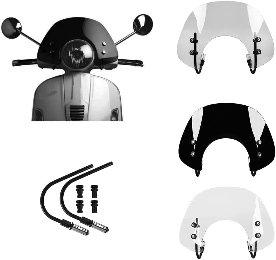 New Scooter Windshield Windscreen Flyscreen Airflow Wind Screen Deflectors Visor for P.Iaggio GTS125 GTS 125 GTS250 GTS 250 GTS300 GTS 300 All Year Sport Bikes Wind Shield Parts (Smoke)