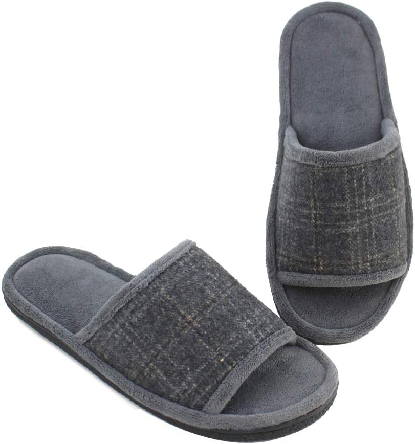 Magtoe Men'S Open-Toe Memory Foam Spa Slide Slippers Comfort Indoor Outdoor Slip-On Shoes