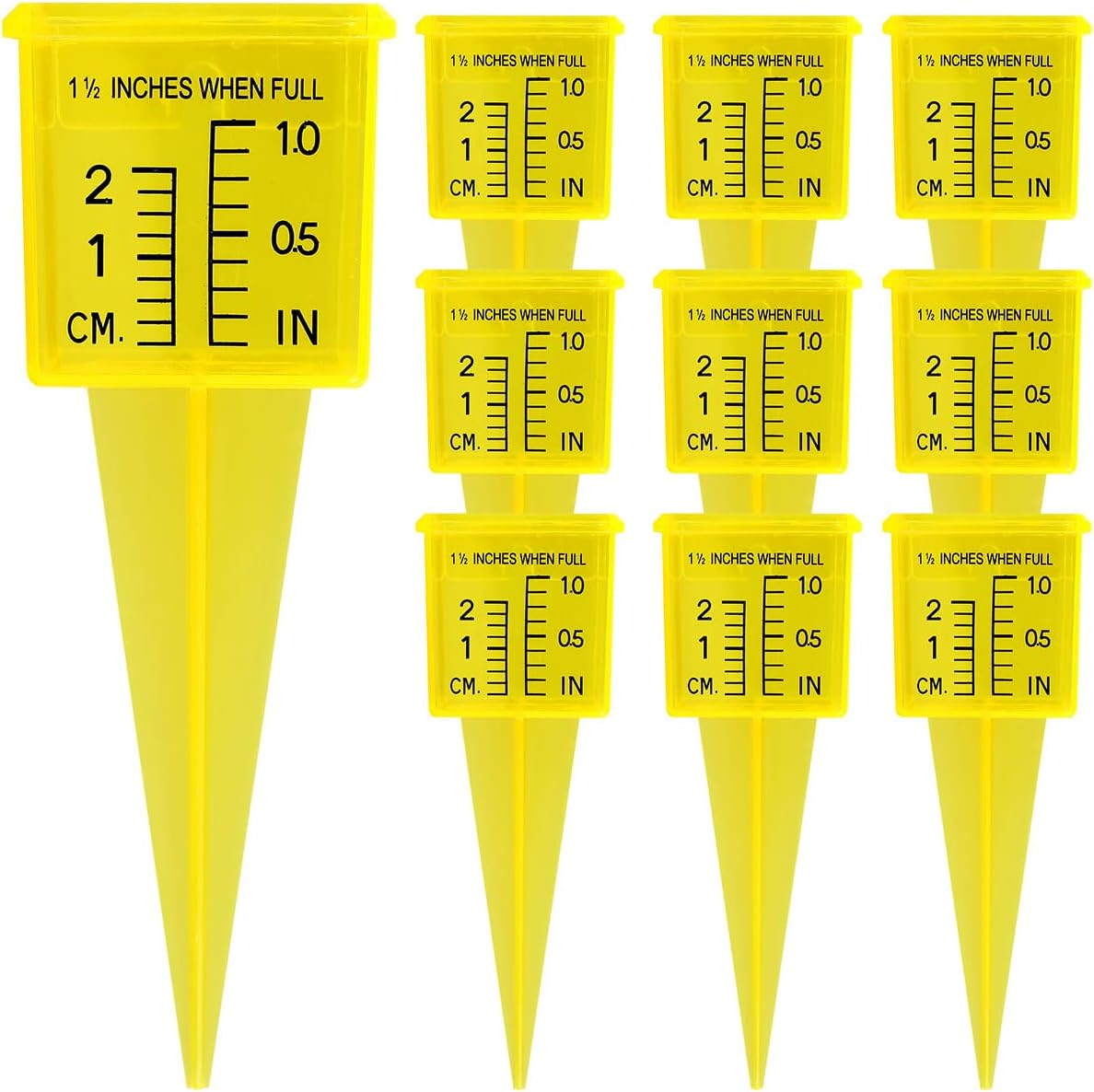 10Pcs Garden Water Gauge - Reusable Transparent Rain Gauge for Accurate Lawn and Backyard Water Measurement - Plastic Sprinkler Instrument in Bright Yellow (10Pcs) image number 4