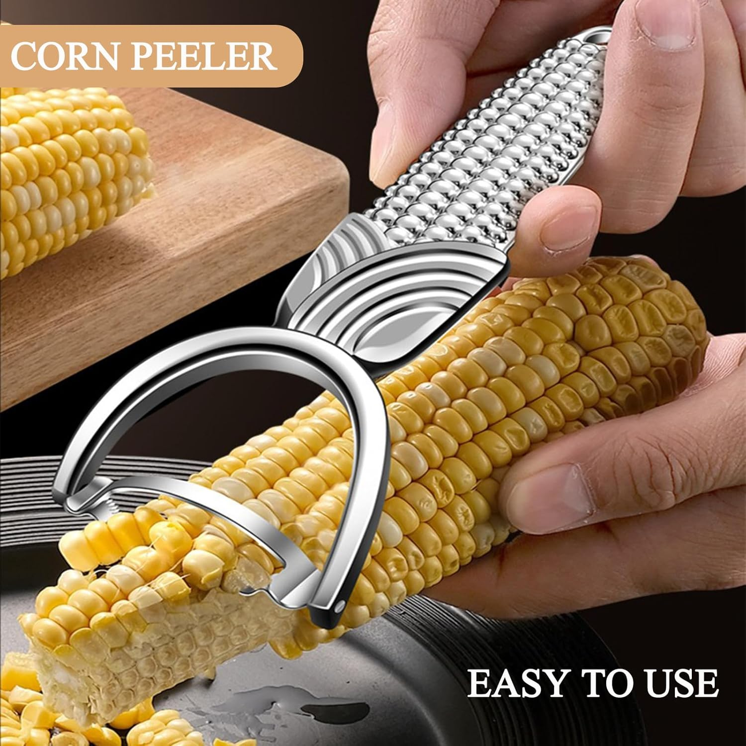 ANMIOU Corn Peeler for Corn on the Cob, Stainless Steel Corn Cob Stripper Tool, Corn Kernel Remover Kitchen Gadget for Fresh Sweet or Cooked Corn image number 3