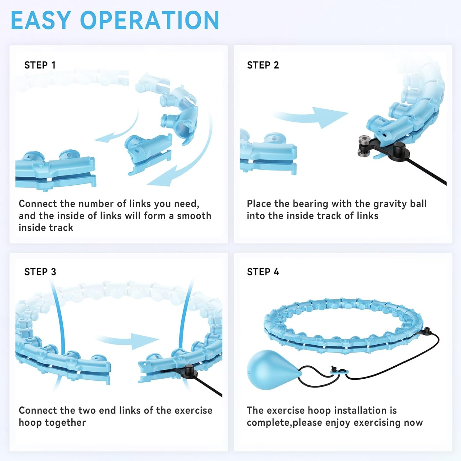 Infinity Weighted Hoop with 32 Links(62 Inch),Weighted Hula Hoop for Adults Weight Loss, Infinity Fitness Hoop plus Size, for Women Smart Exercise Equipment image number 4