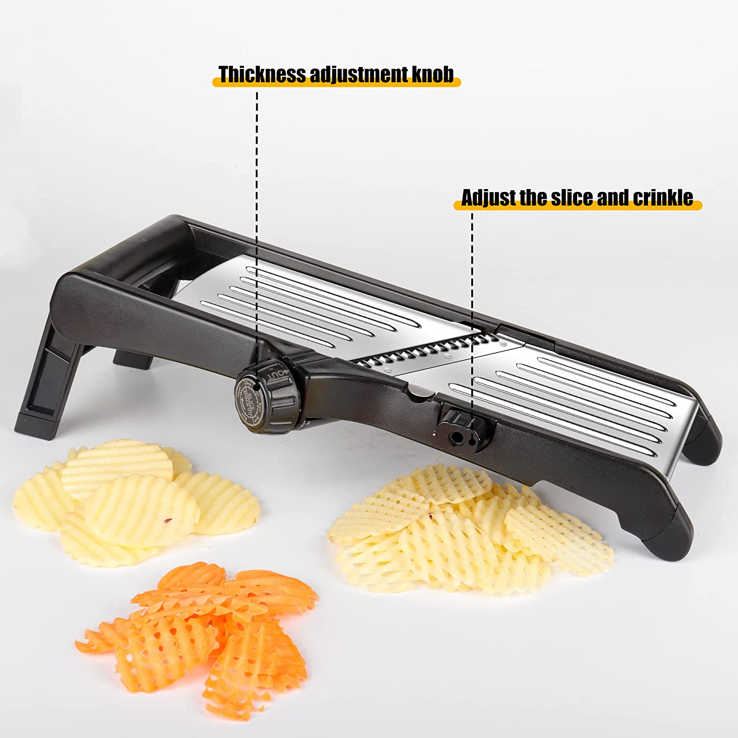 Mandoline Food Slicer for Kitchen, Adjustable Stainless Steel Mandoline Vegetable Slicer, Food Slicer Onion Potato Chip French Fry 7 In-1 Vegetable Slicer image number 4