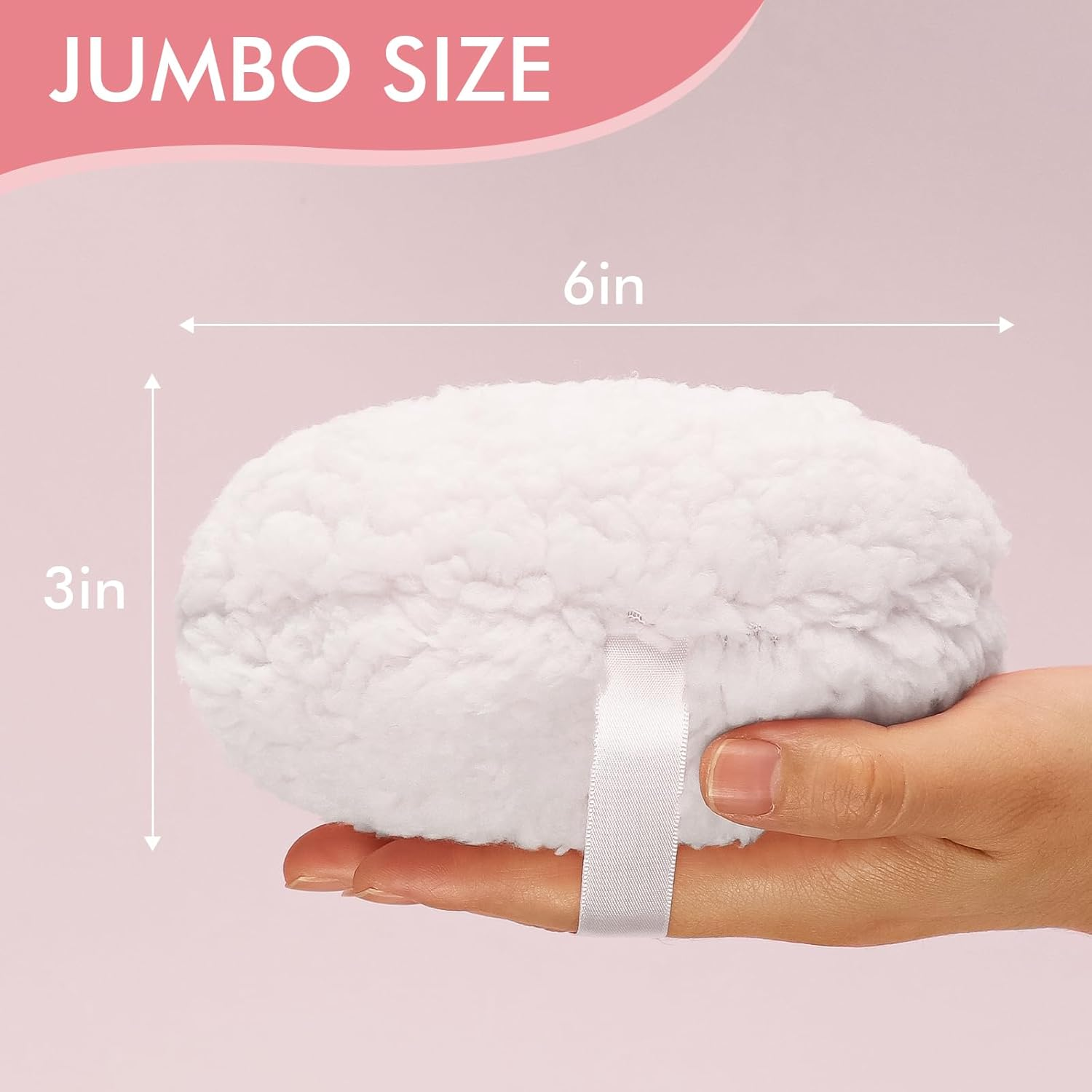 WSYUB Powder Puff, 6 Inch Extra-Large Powder Puff for Body Powder, Body Powder Puff, White image number 2