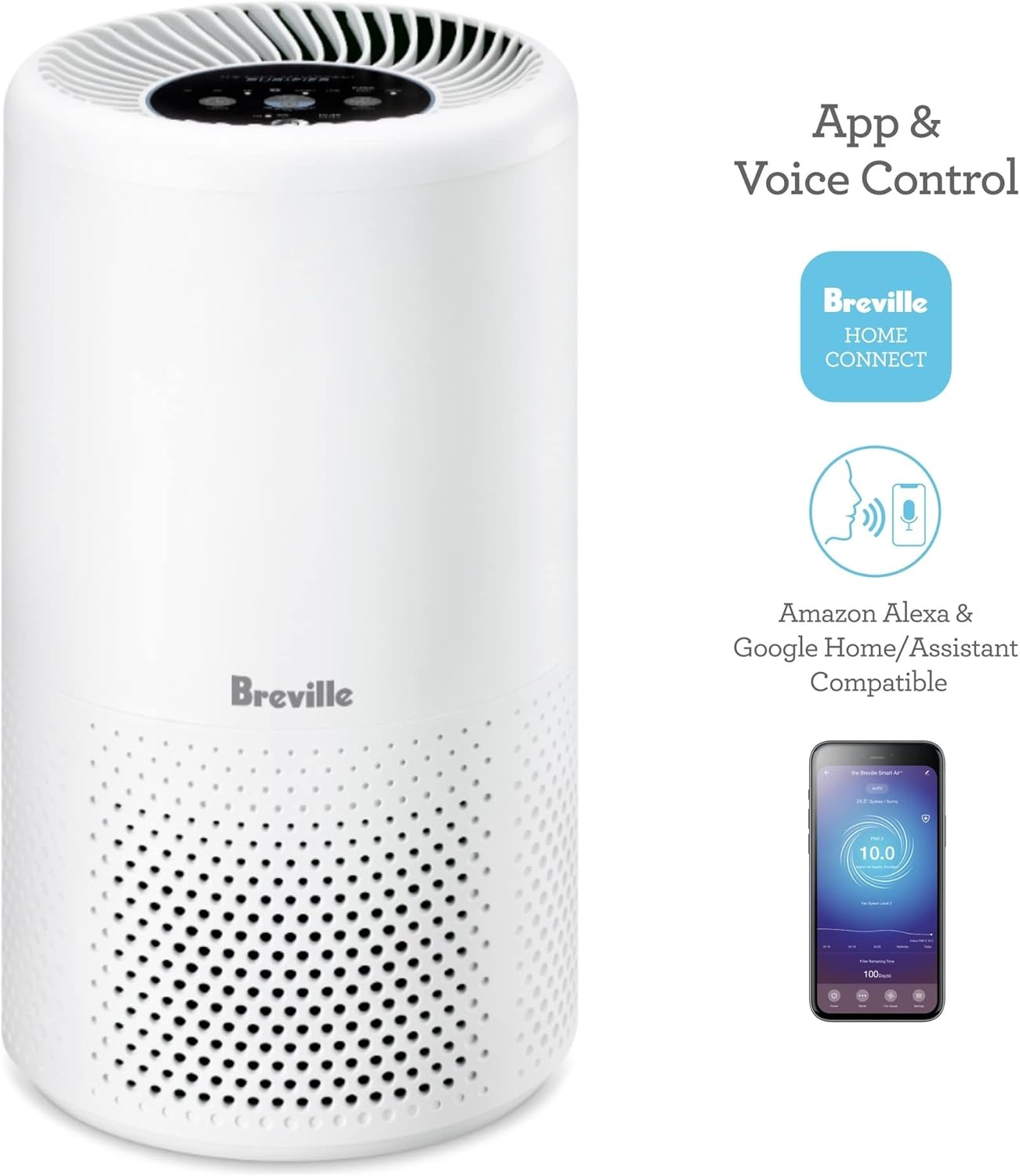 Breville the Easy Air&trade; Connect Purifier, LAP158WHT, White