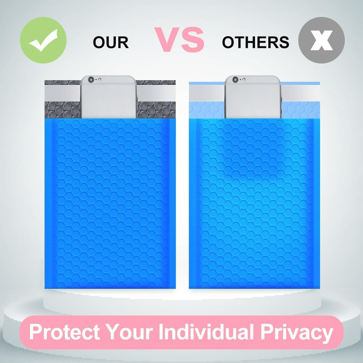 5X9 Inch Blue 50 Pack Usable Size Small Business Mailing Packages Opaque Self Seal Adhesive Waterproof Boutique Shipping Bags for Jewelry Makeup Supplies