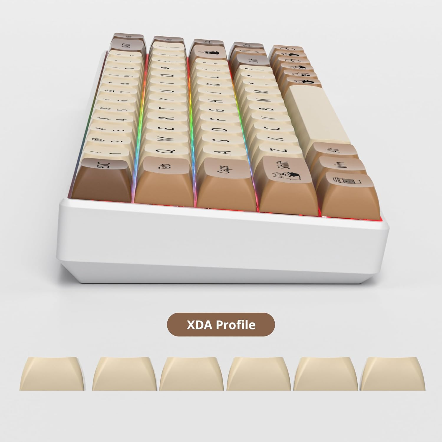 XDA PBT Key Cap, 138 Keys Dye Sublimation Coffee Cat Custome Key Cap Set for Cherry/Gatron MX Switches 60 Percent/68/61 Gaming Mechanical Keyboard - Blue image number 7