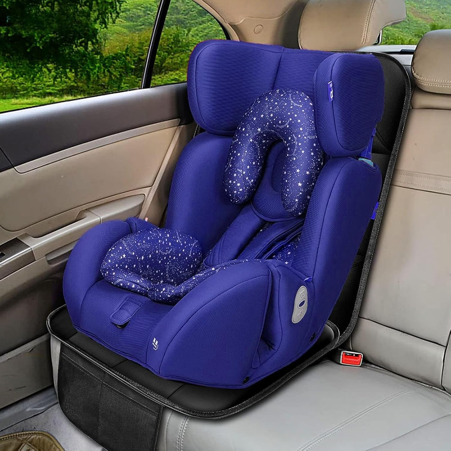 Car Seat Protector, Car Seat Cover for Toddler, Child, Pets, Thick Waterproof Non-Slip Backing Mesh Storage Pockets Protect PVC Leather Seats for SUV, Universal Size(1 Pack) image number 3