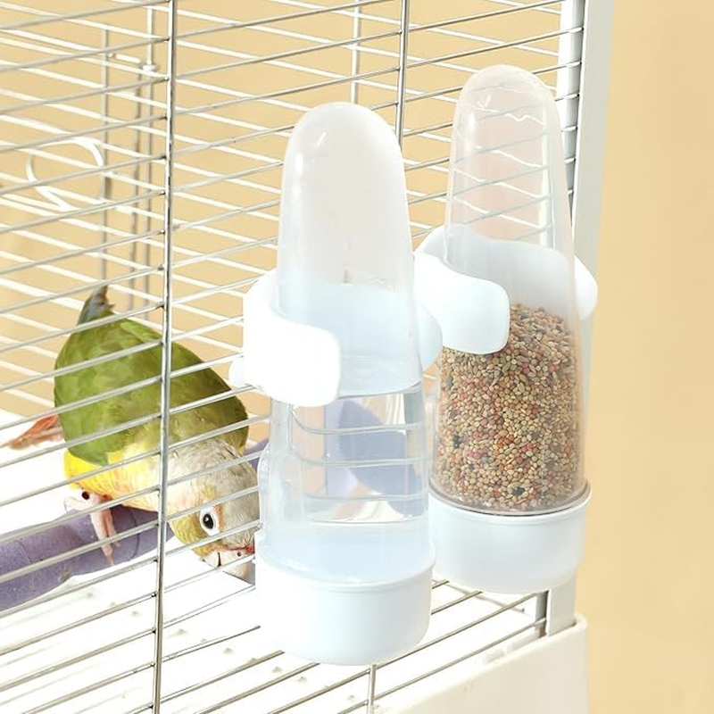 Automatic Bird Water Dispenser Set for Cage - No Mess Parakeet Cage Feeder - PP Material