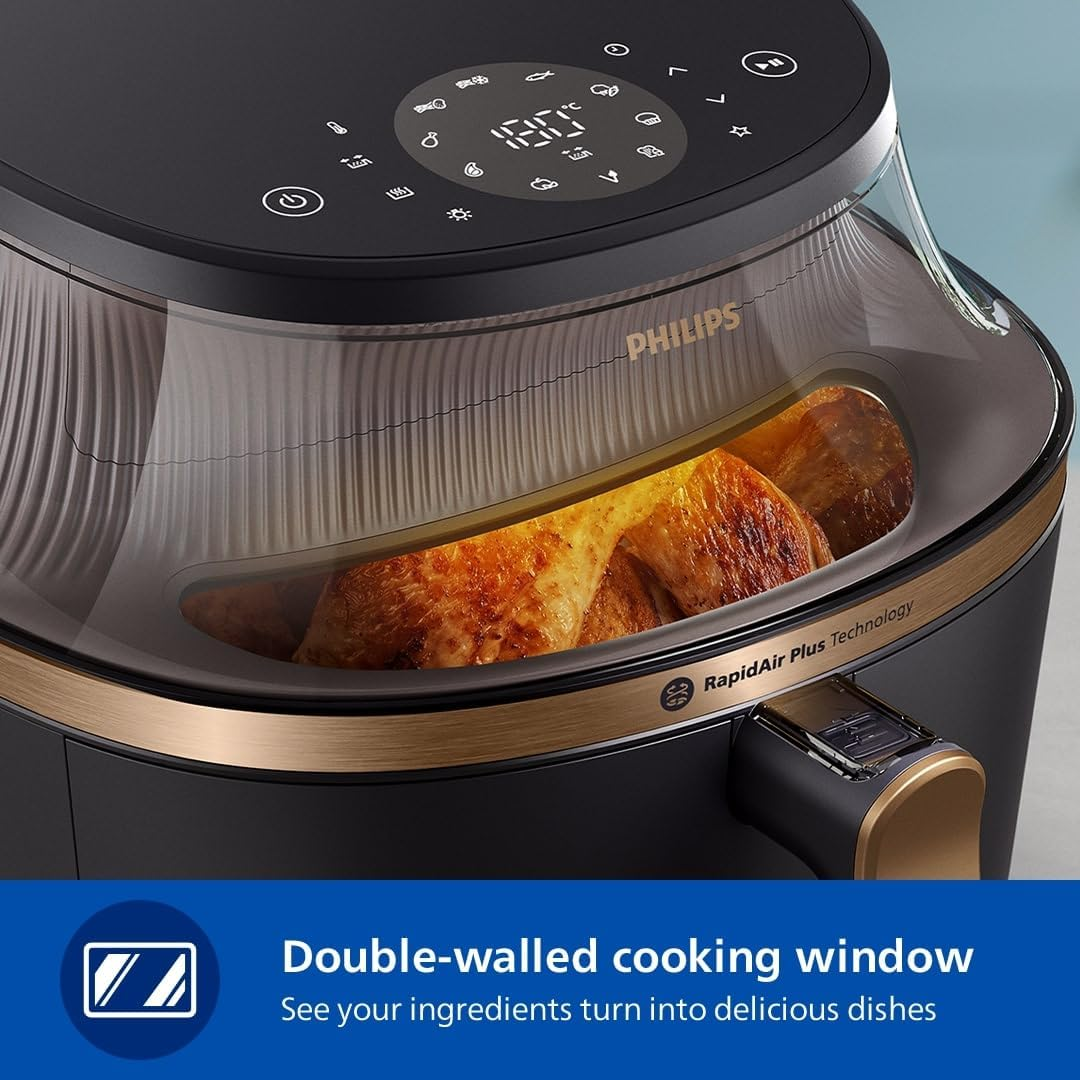 Philips Airfryer 3000 Series 7.2L, Cooking Window, 16-In-1 Airfryer, Rapidair plus Technology, Fat Removal, Homeid Recipe App, Easy to Clean (NA342/00) image number 1