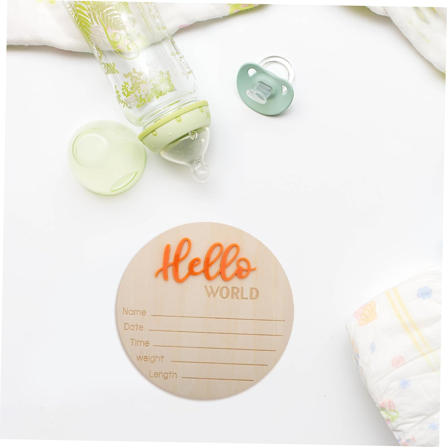 HANABASS Wooden Birth Sign Card Newborn Announcement Prop Wooden Circles Discs for Boy Girl Arrival Photo Props