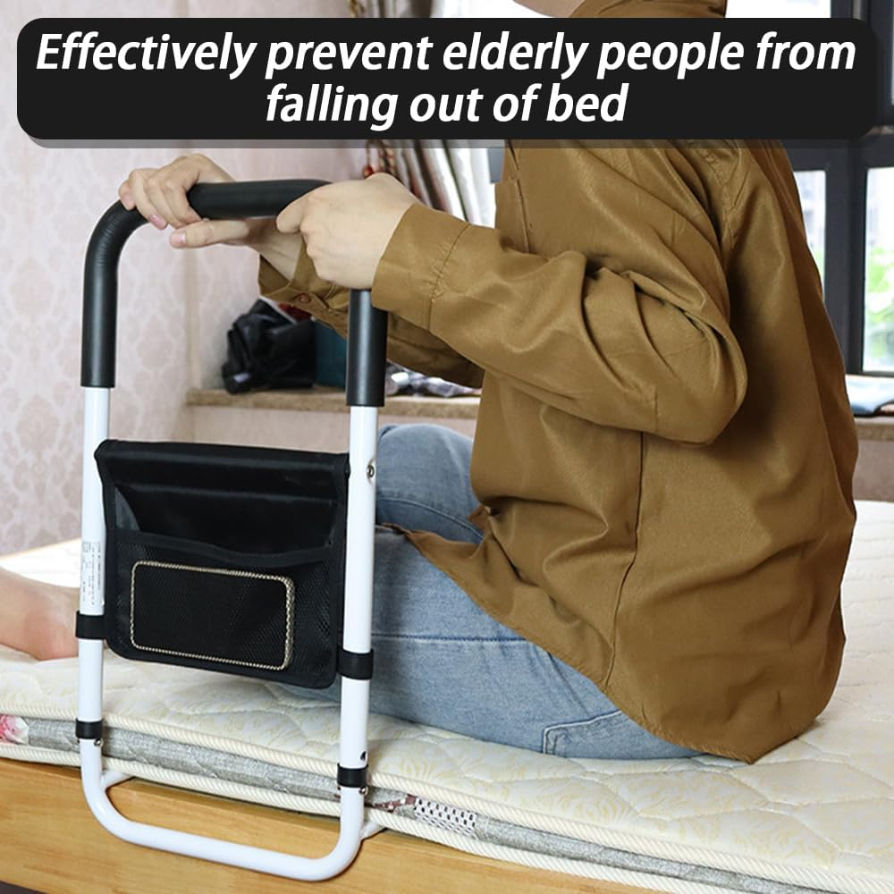Bedside Handrail,U Shaped Auxiliary Rail,Grab Bar with Storage Pocket,Support Side Railings,Bed Support Bar,For Elderly,Disabled,Pregnant Women image number 1