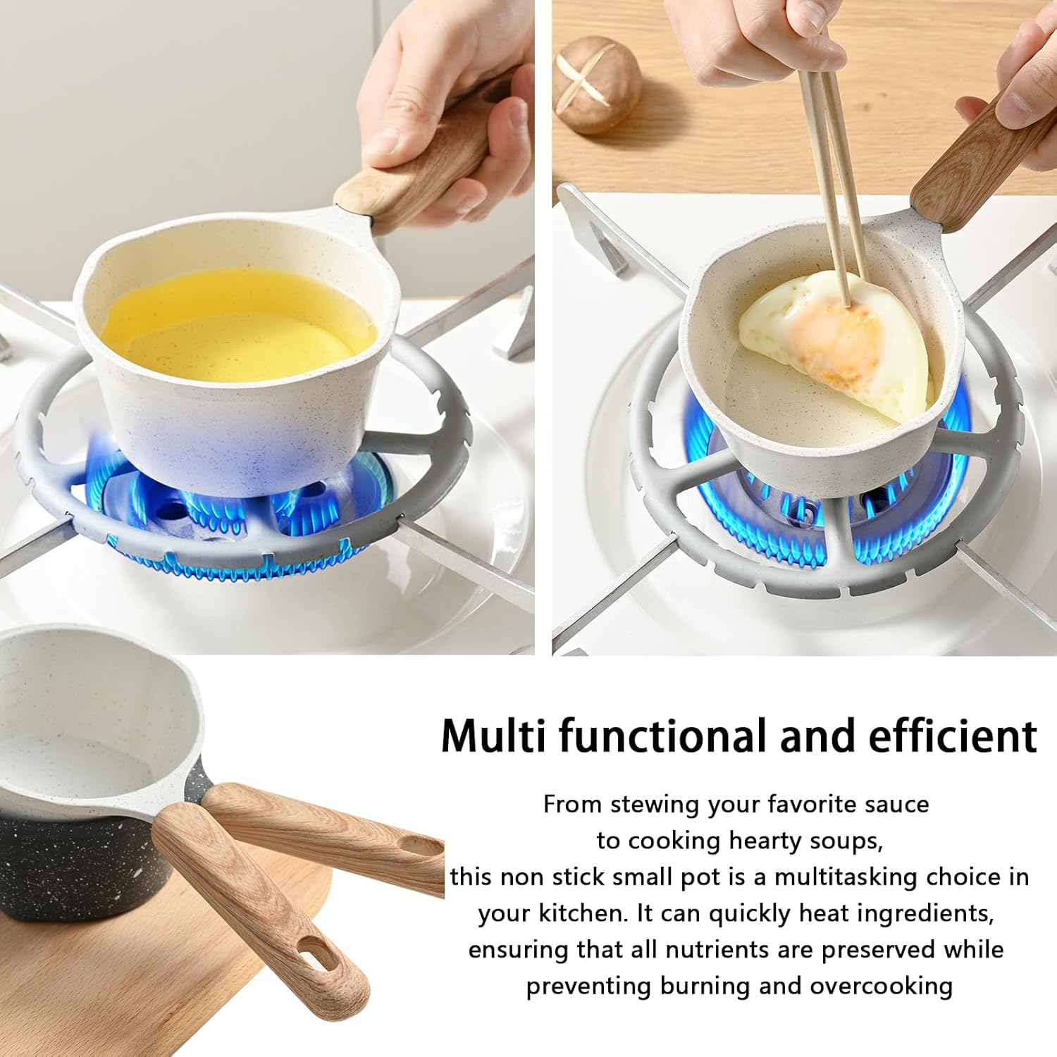 DXQCHDUO Nonstick Sauce Pan,Small Milk Pot Pan,Multipurpose Mini Small Saucepan Pot with Pour Spouts and Handle for Pouring Oil Heating Boiling Milk Frying Eggs (Black) image number 3