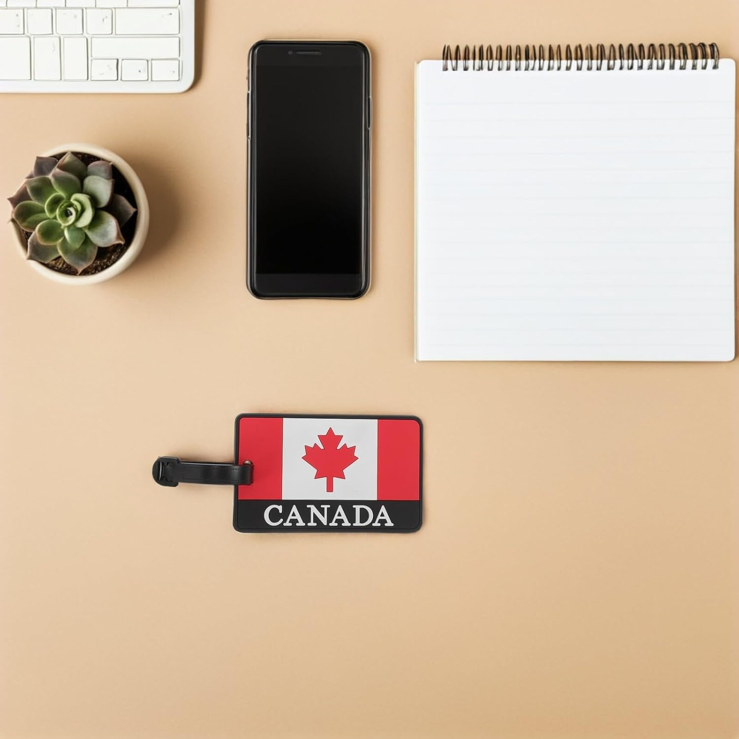 TEHAUX 2Pcs Canada Flag PVC Luggage Tags Attached Strap for Airplane Travel Essentials, Privacy Protection Bag Identification Tags for Suitcase and Backpack image number 3