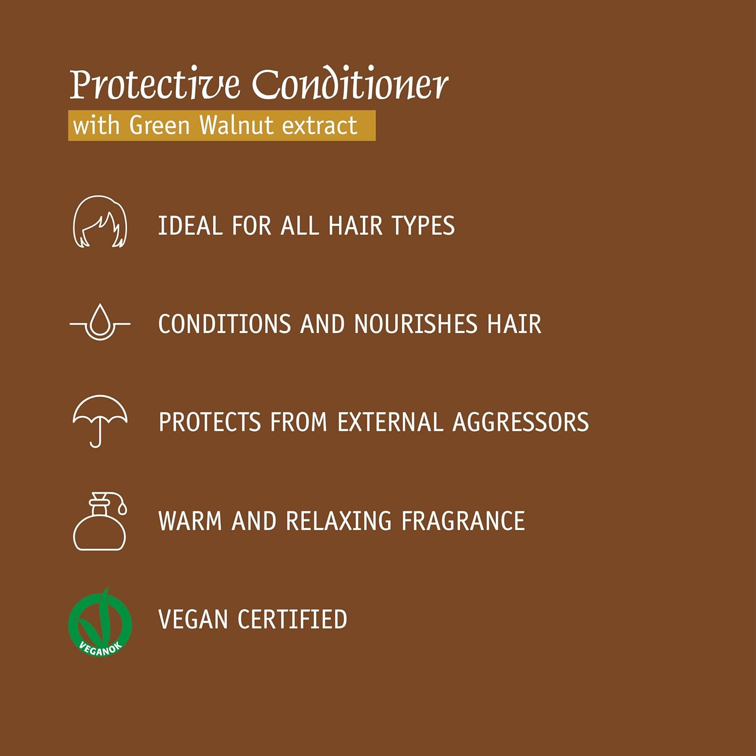Prija Protective Hair Conditioner with Green Walnut Extract for All Hair Types, Conditions and Nourishes Hair and Protects from External Aggressors with Dispensing Pump, Vegan Friendly 380Ml image number 1
