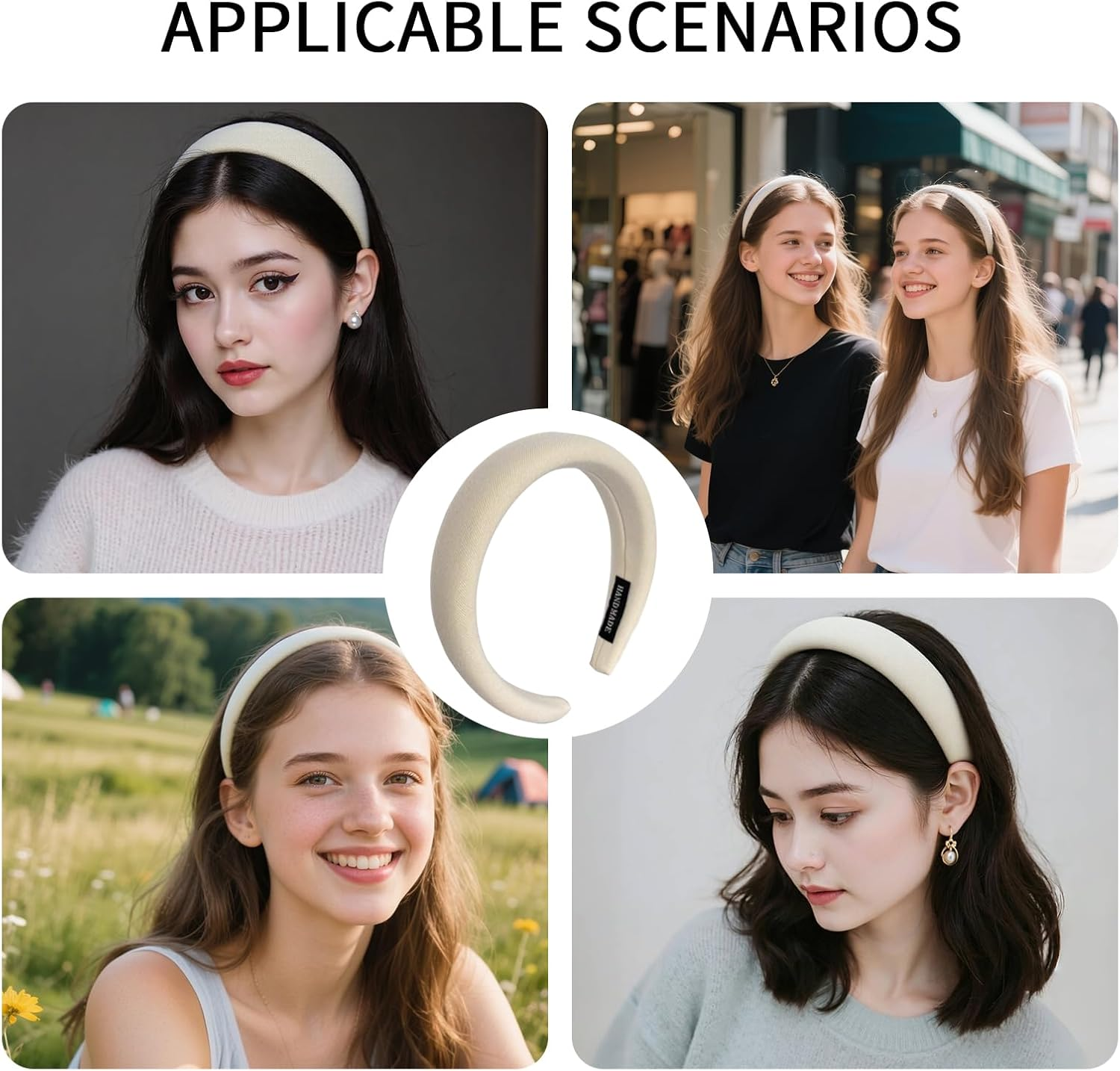 3 Cm Wide Headband for Women, Classic White Headband, Versatile Headband Made of Durable Material, Elegant Accessory for Any Occasion, Comfortable and Lightweight image number 2