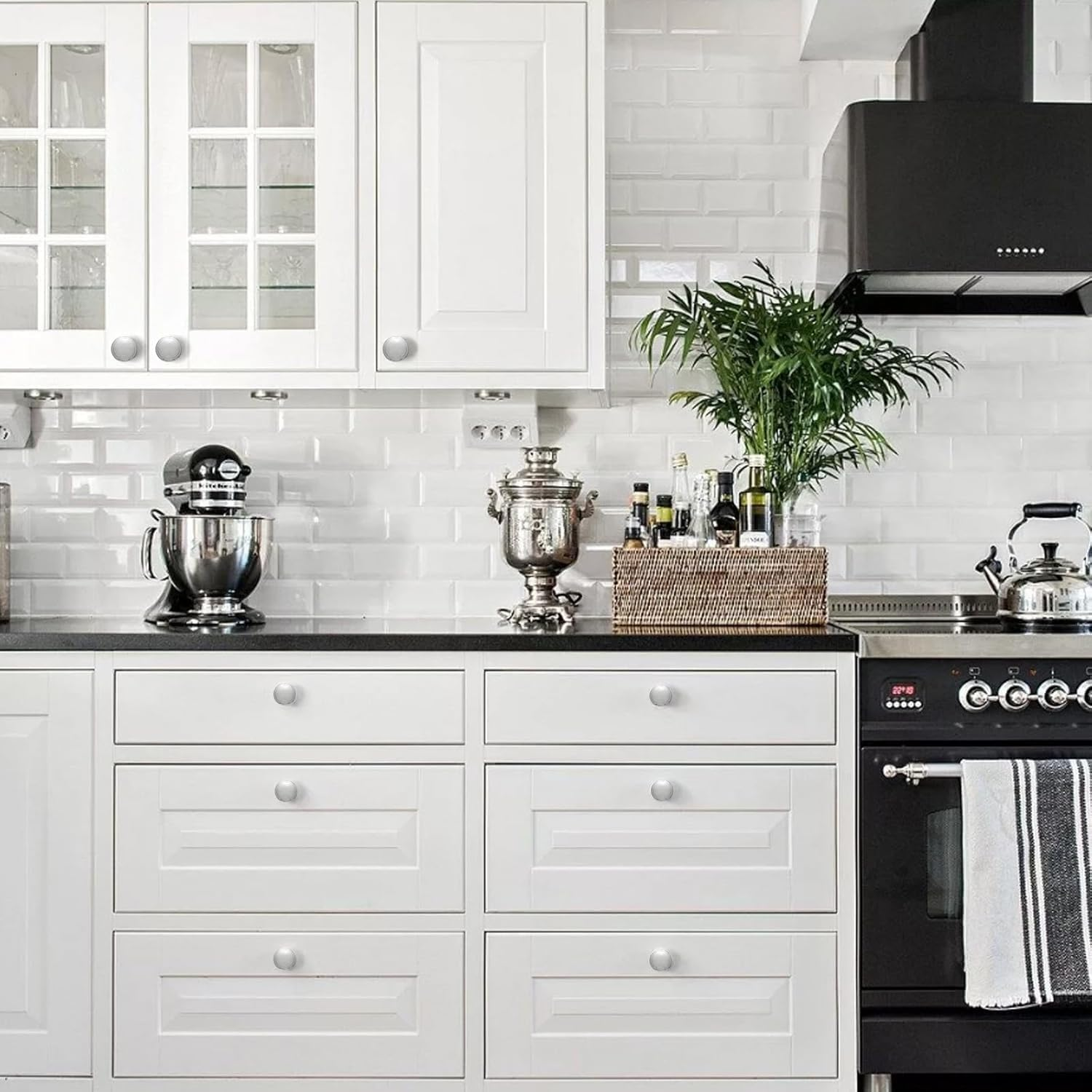 IONPSHG Cabinet Door Knobs, Stainless Steel Brushed Pull Handle,20Pcs round Mushroom Shape 30Mm with Screws for Kitchen Bathroom Bedroom, Silver Door Hardware image number 4