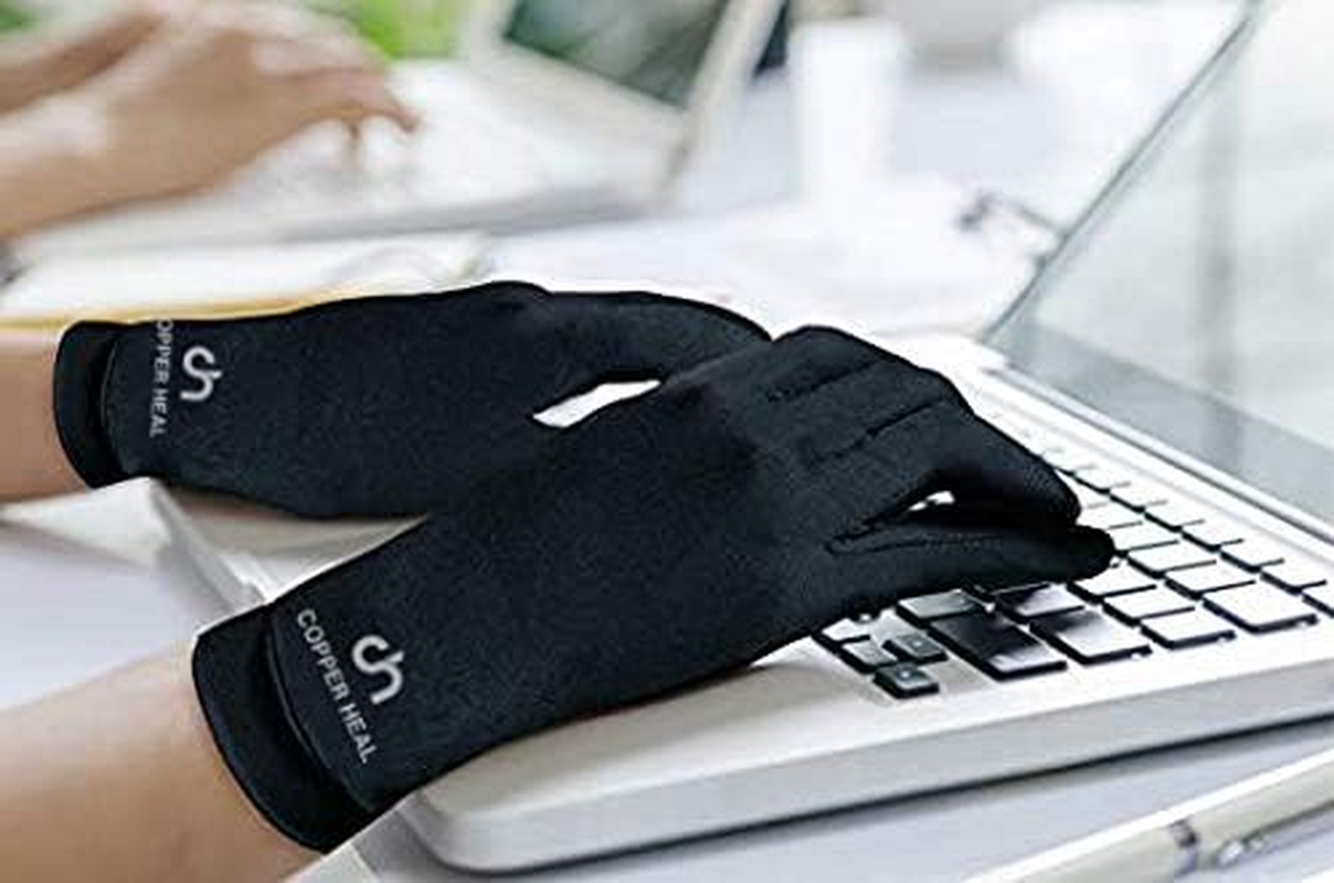 COPPER HEAL Arthritis Compression Gloves - BEST Copper Gloves (1 Pair) for Rheumatoid Arthritis, Carpal Tunnel, RSI, Osteoarthritis & Tendonitis (S, Black) image number 4