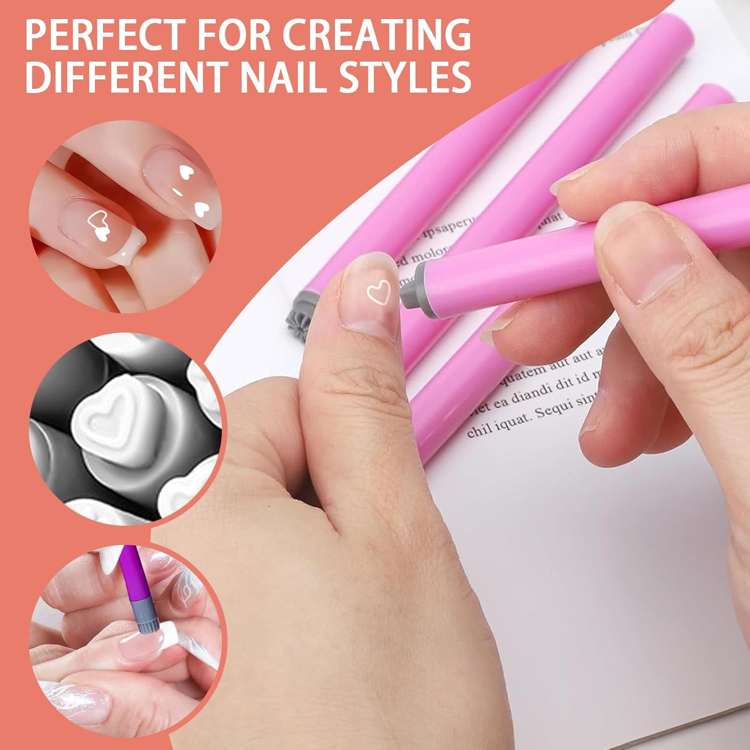 ZWWOGE 6 Colours Nail Art Graffiti Pen and 3 Nail Art Stamp Nail Polish Pen Fine Tips DIY Manicure Decoration Dotting Pen, Beauty Decorate Manicure Tools for Halloween Christmas image number 1