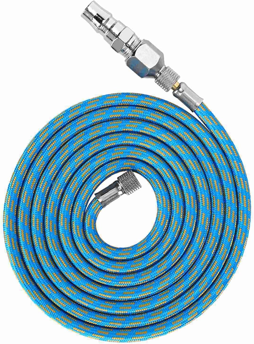 Braided Airbrush Air Hose Adapter Kit Airhose Spray Gun Compressor Nylon Blue 6Ft 1/8In‑1/4In image number 5