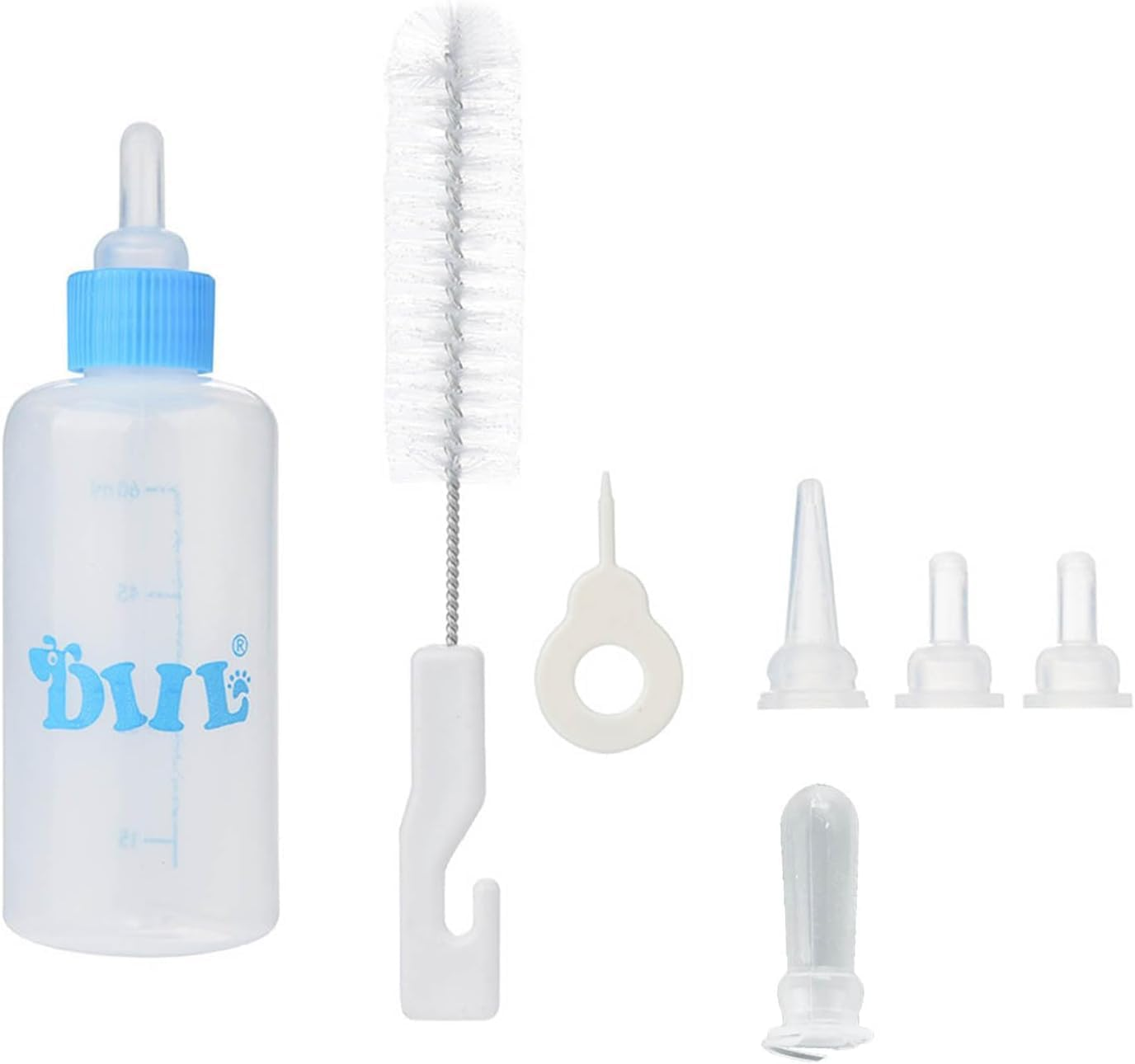 Pet Milk Bottle, Newborn Kitten and Puppy Feeding Supplies Set - Pet Milk Bottle with Replaceable Teats, 60Ml Liquid Bottles (1 Set Blue) for Small Pets image number 3