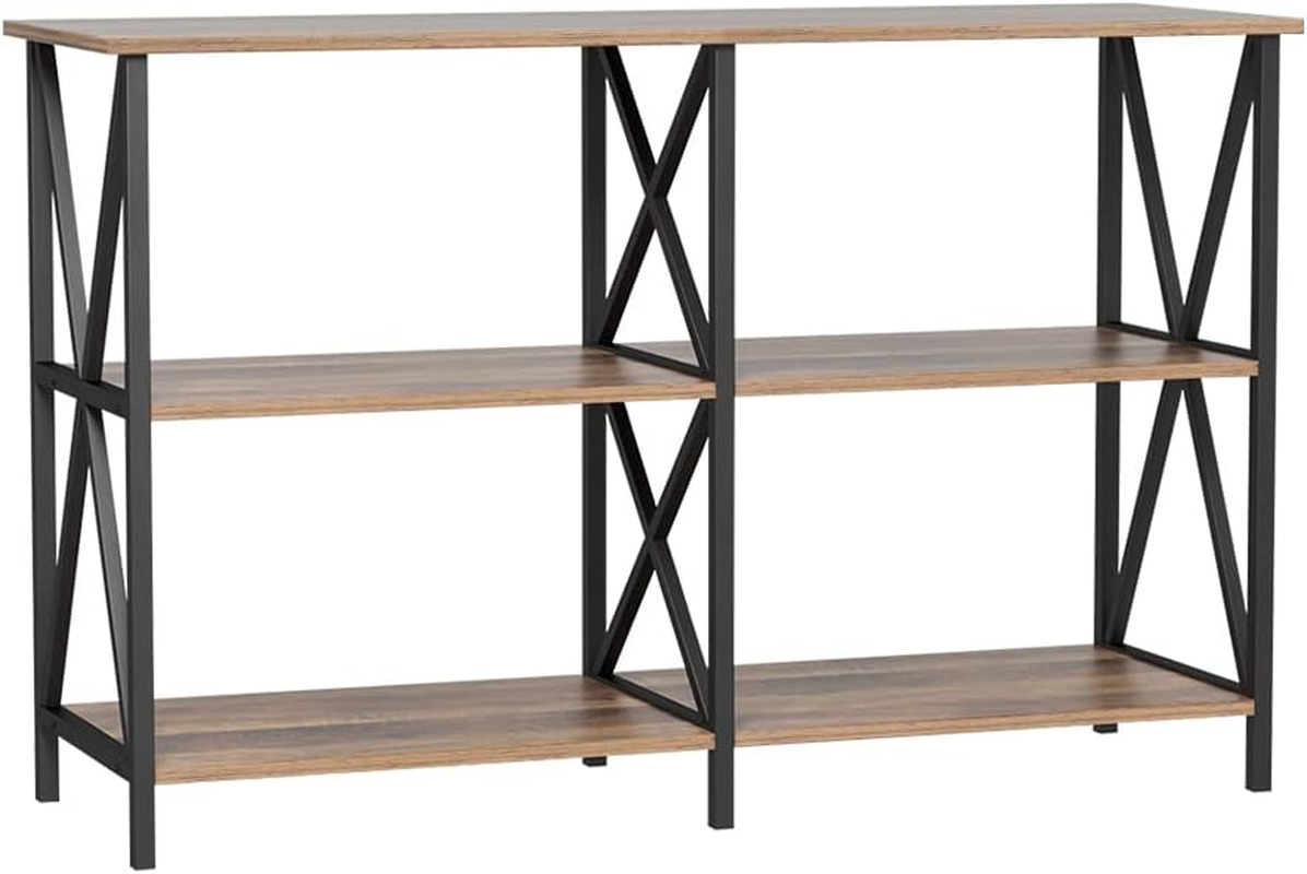 Artiss Console Table, Retro Narrow Side Hallway Tables Desk Display Shelves Home Bedroom Office Living Room Entryway Furniture, with Sturdy Particle Board Anti-Rust Walnut image number 2