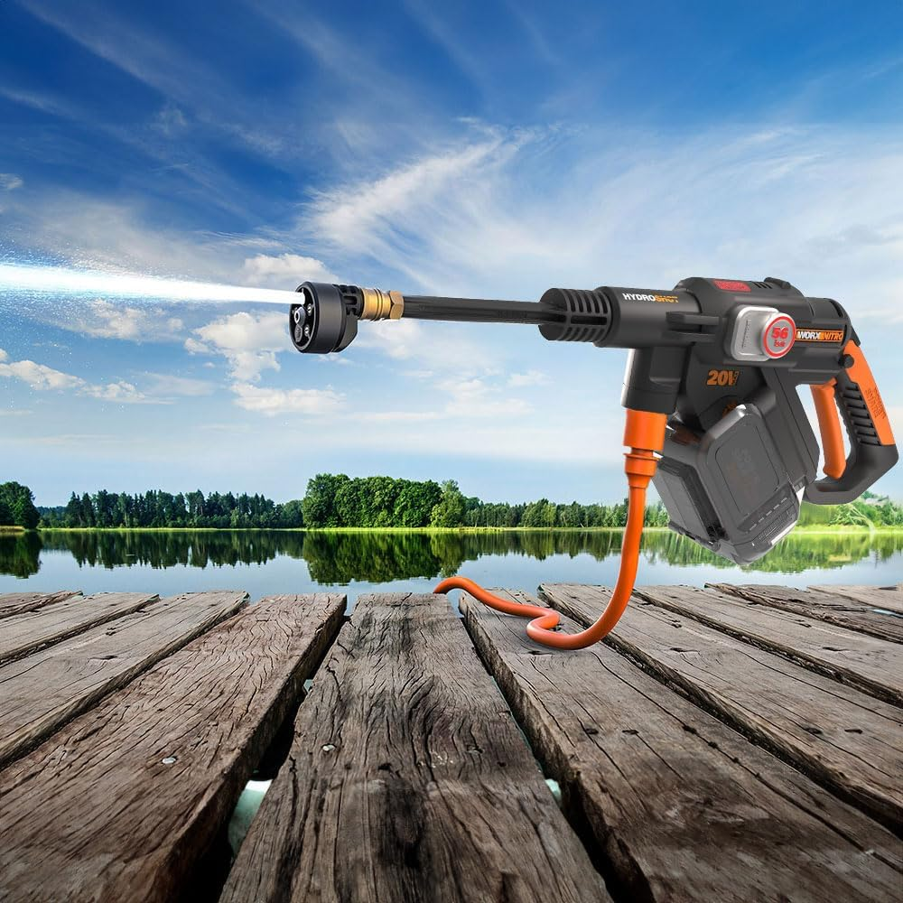Worx WG633E Hydroshot Cordless Pressure Washer 20 V - 56 Bar Max. Pressure - Multifunctional for Cleaning & Irrigation - Powerful Brushless Motor - 5-In-1 Pressure Nozzle - Includes 4Ah Battery & image number 5
