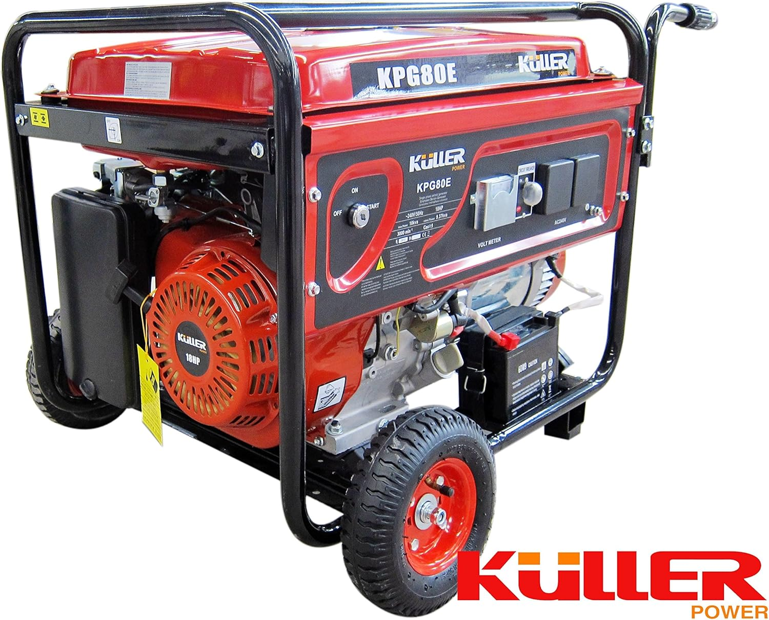 KULLER 18HP 8000W Max/7500W Rated Backup Petrol Generator Single-Phase